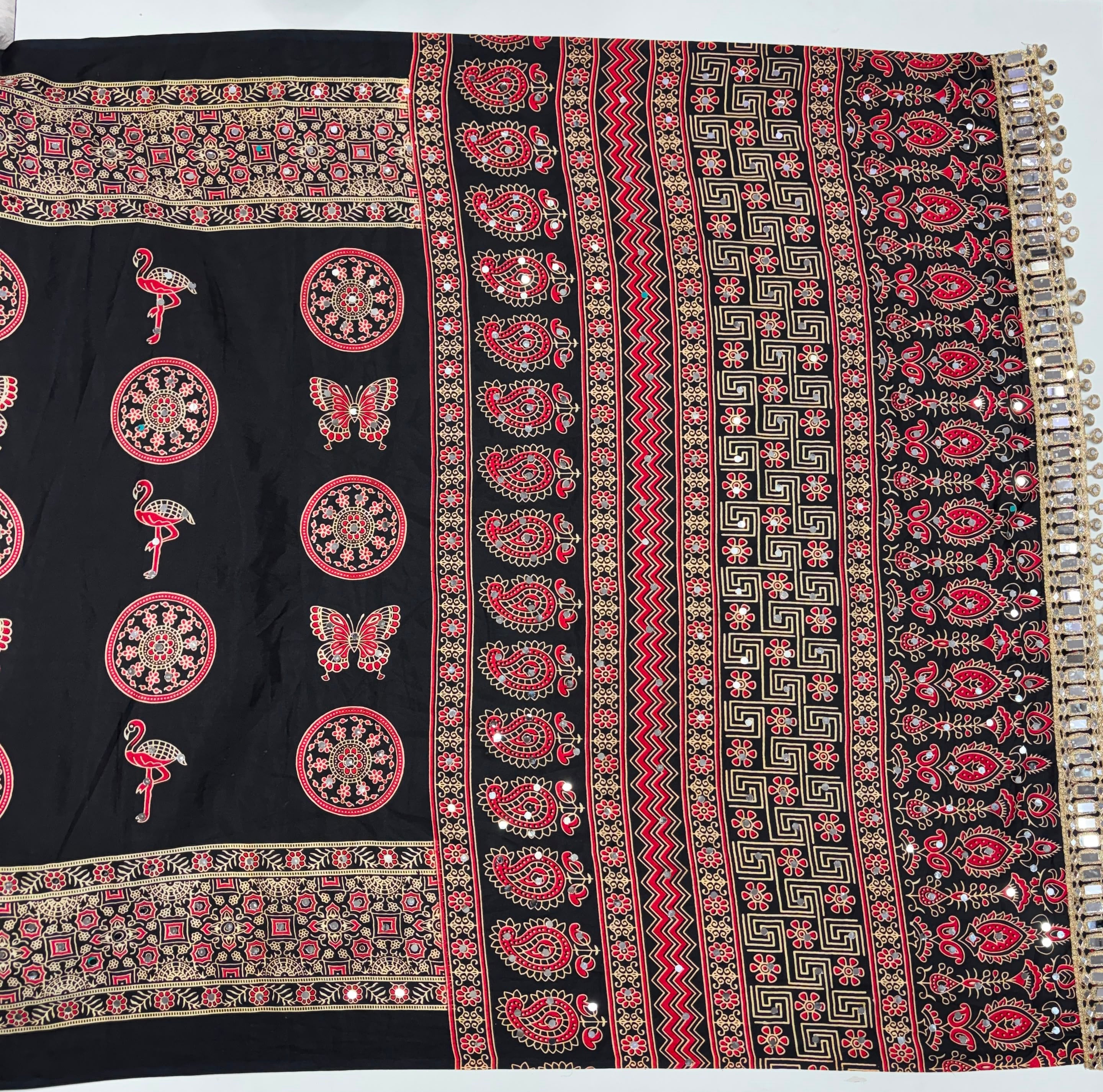 Anshu 4 : Ajrak viscose Satin silk sarees 💕