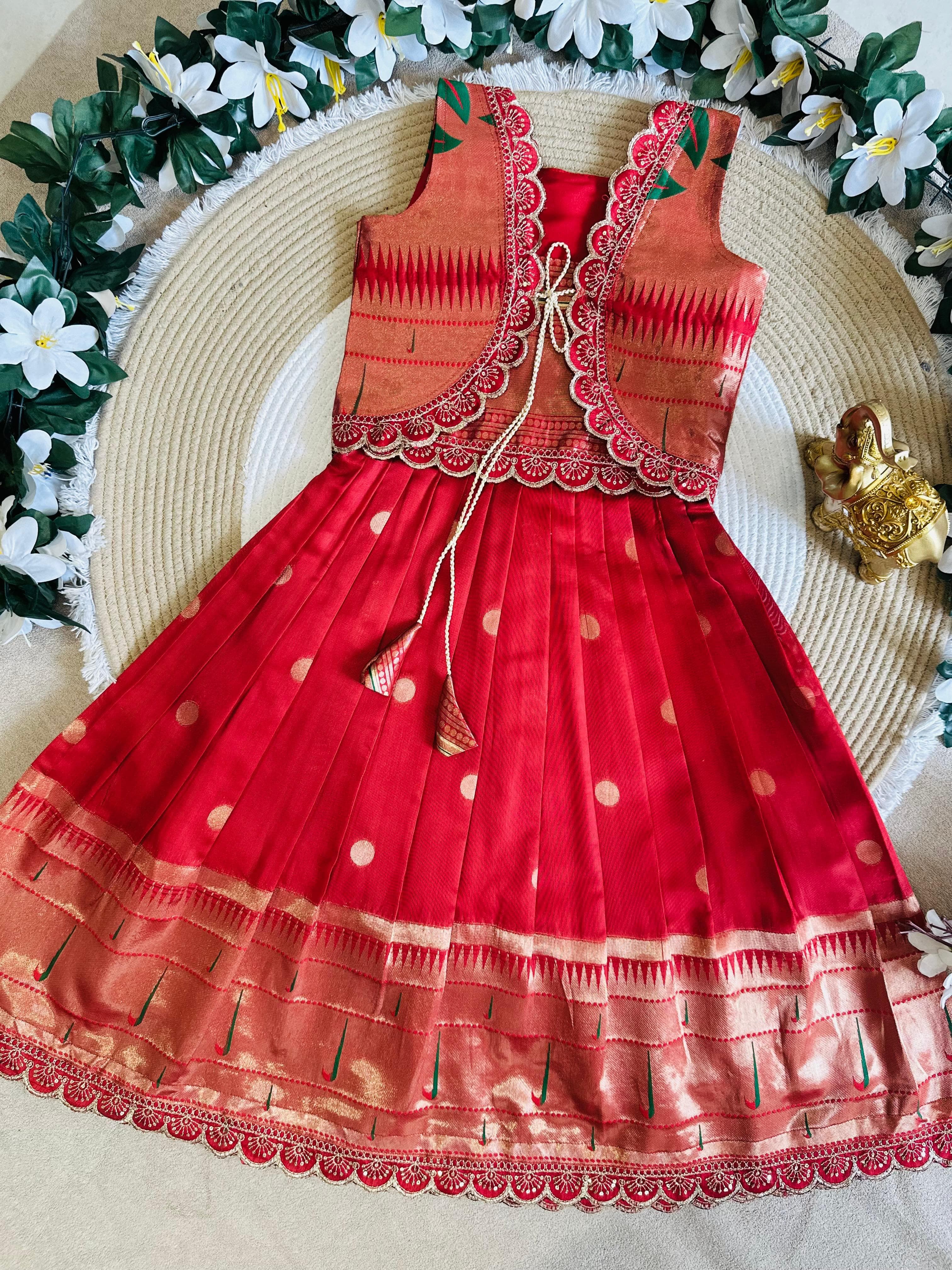 Paithani Kids 2 In One Frock