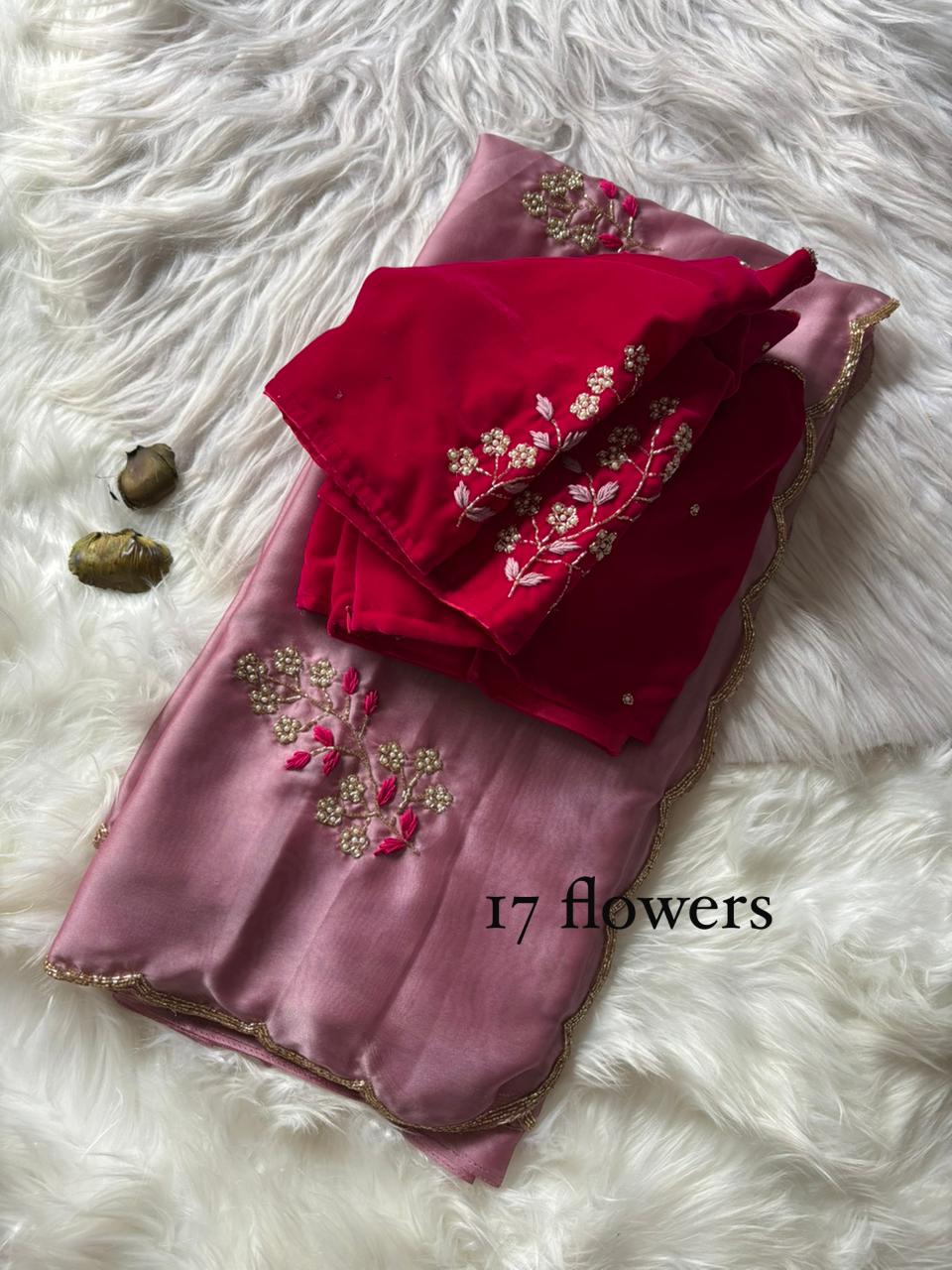 Floral Velvet : designer Saree