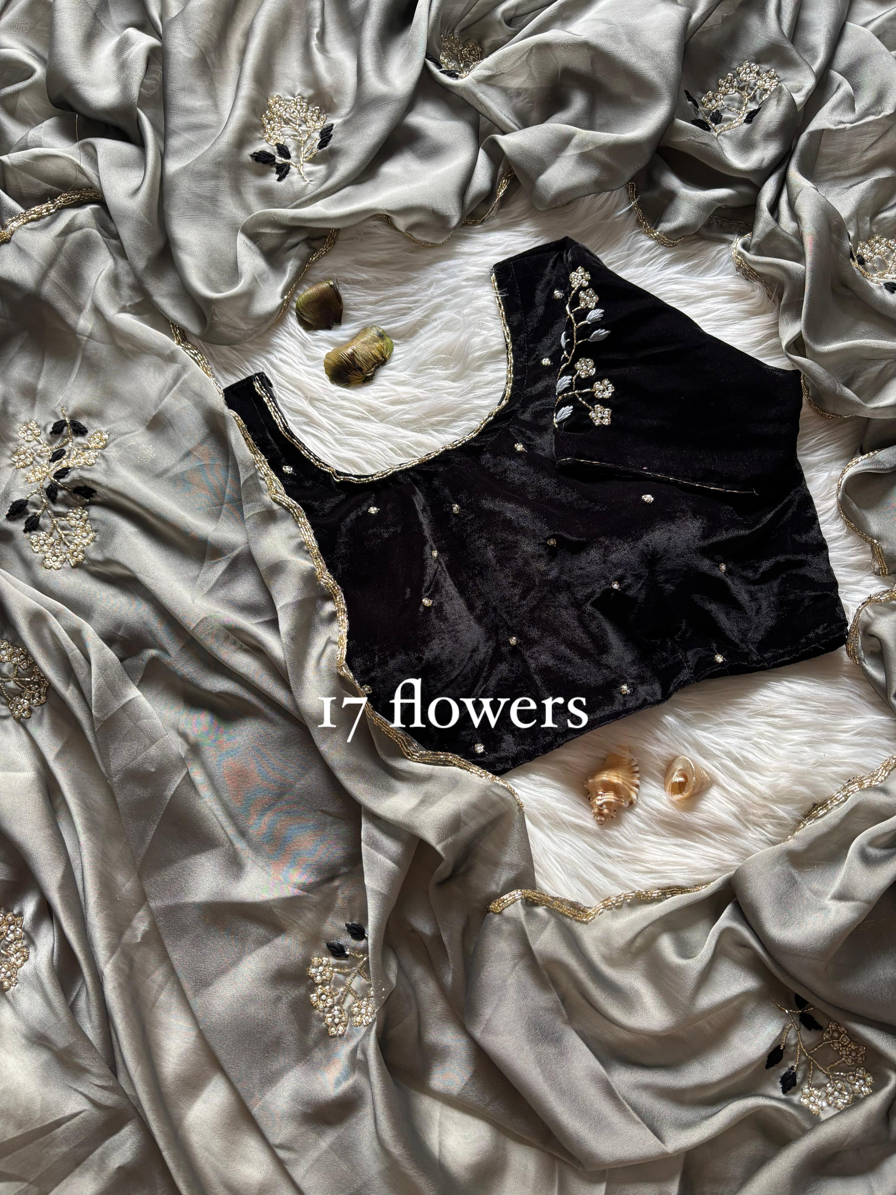 Floral Velvet : designer Saree