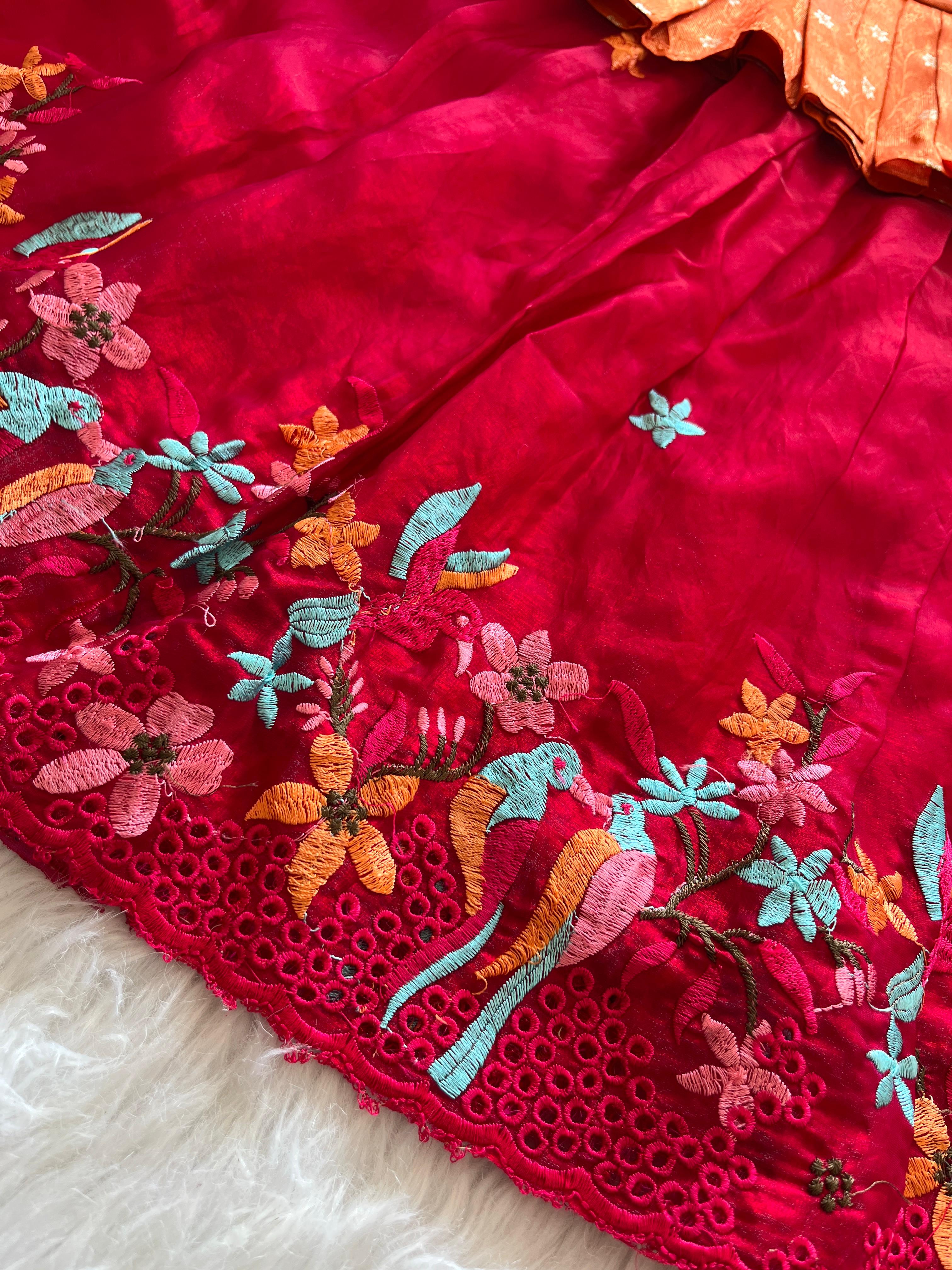 Cute Parrot : kids lehenga