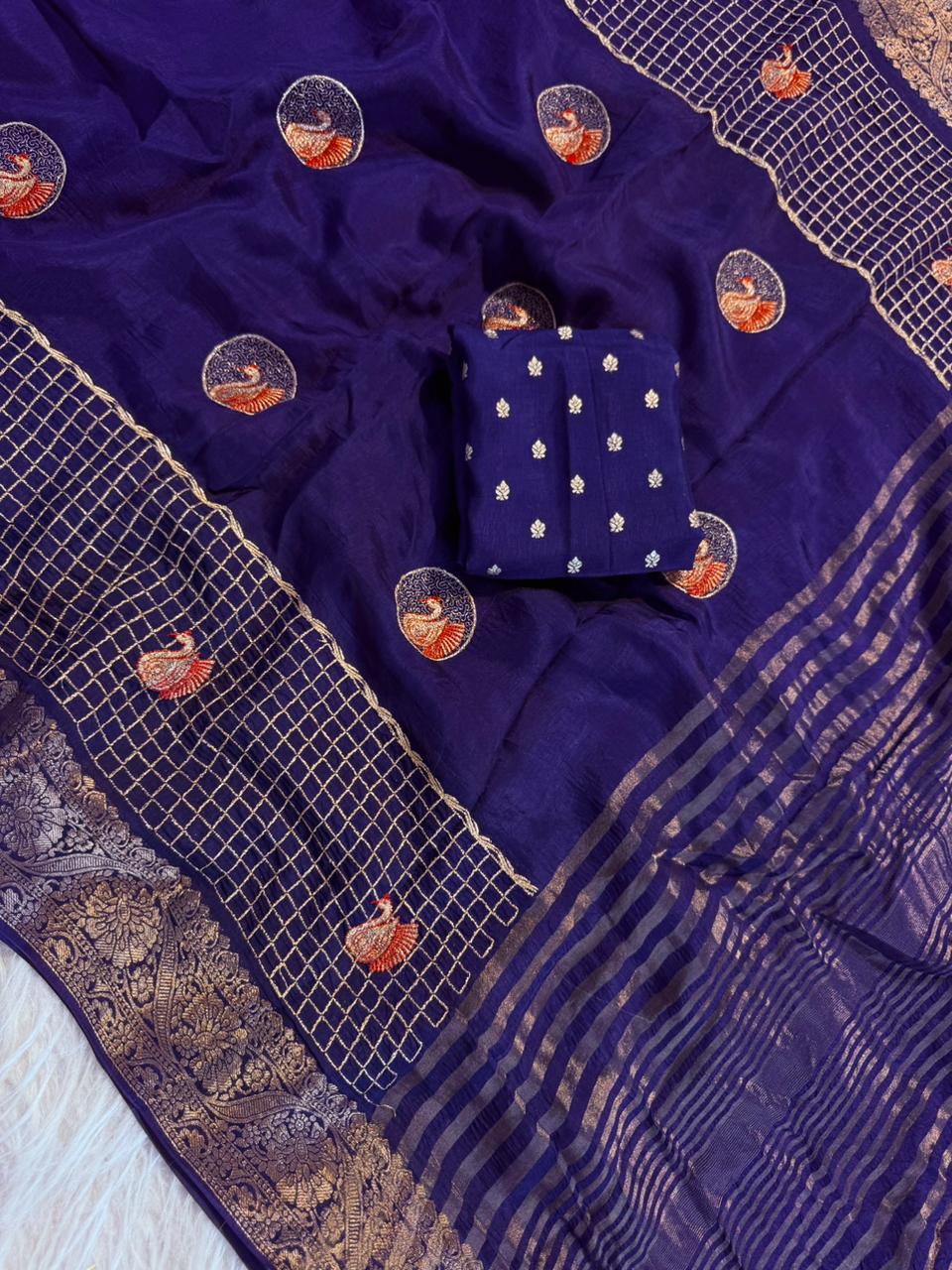 Vintage: Pure Viscose Crepe silk saree