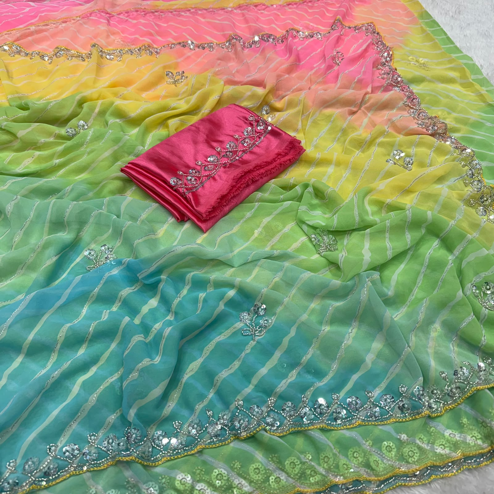 Sarala : georgette Bandhini saree