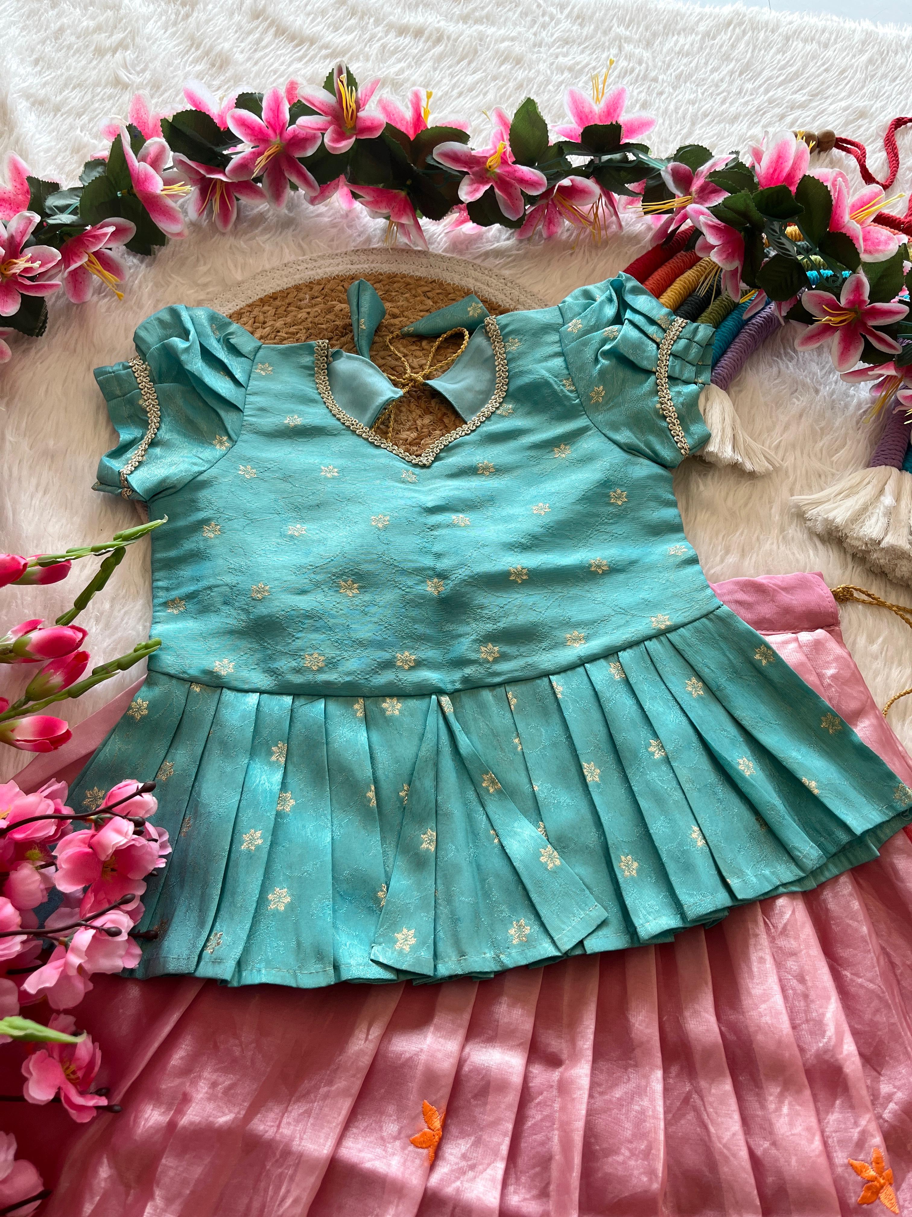 Cute Parrot : kids lehenga