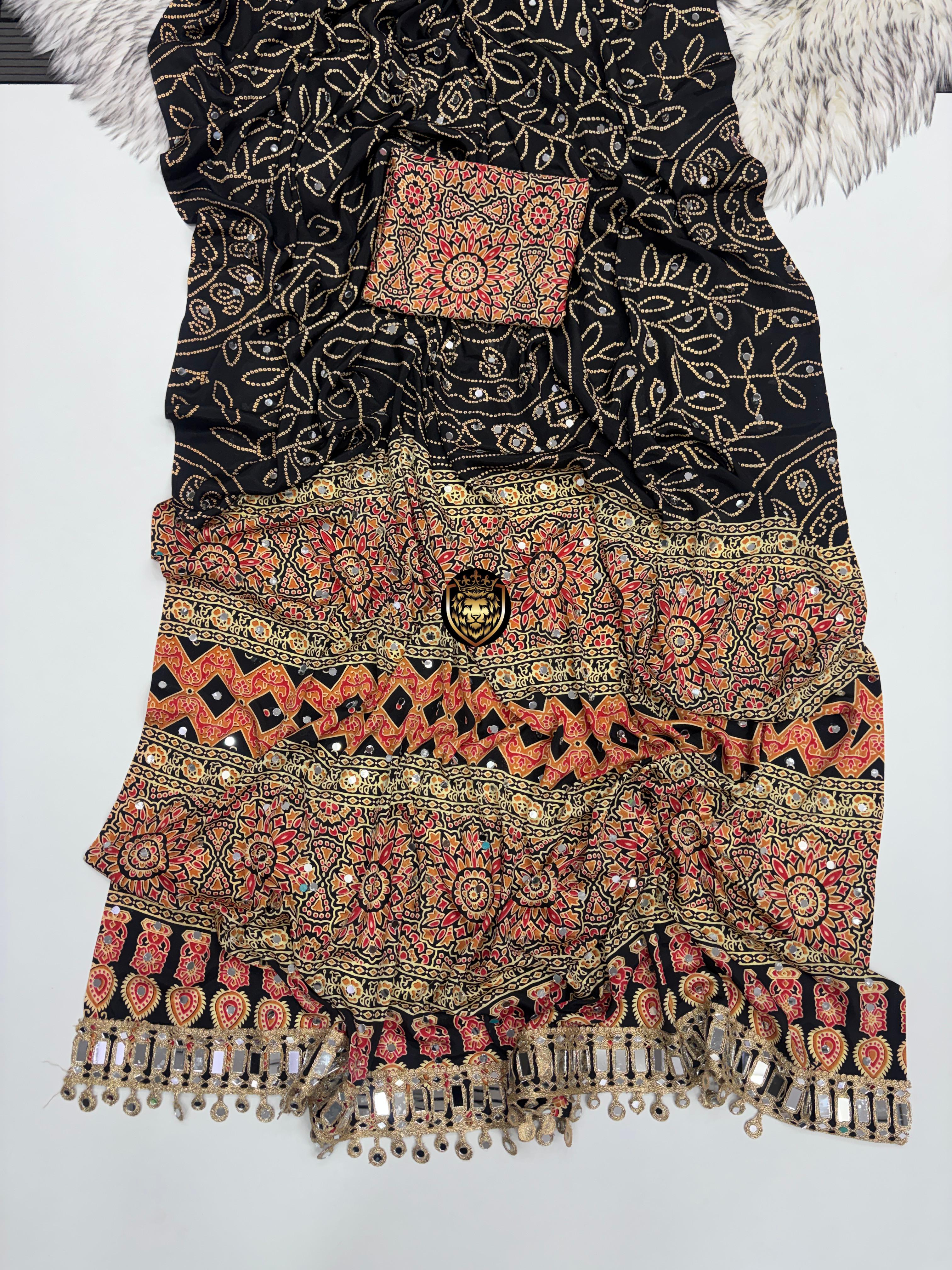 Anshu : Ajrak viscose silk sarees