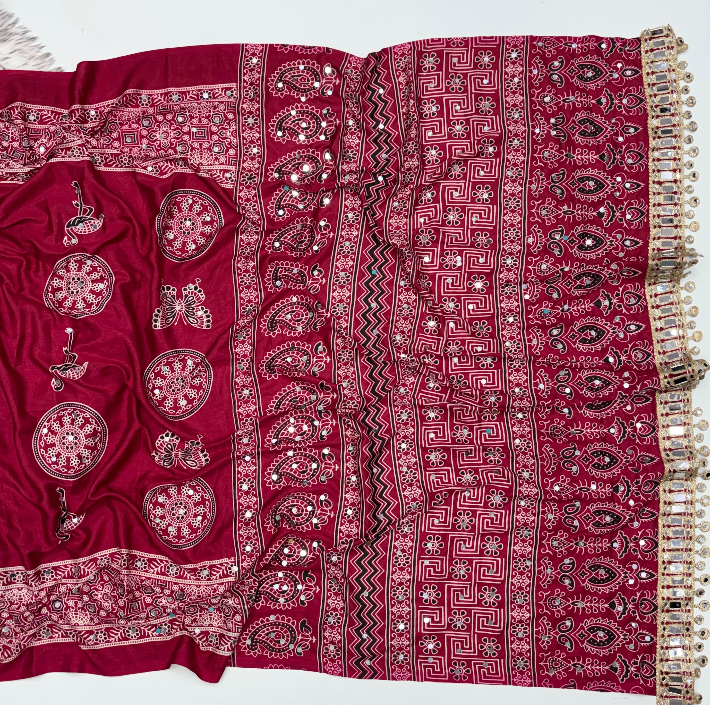 Anshu 4 : Ajrak viscose Satin silk sarees 💕
