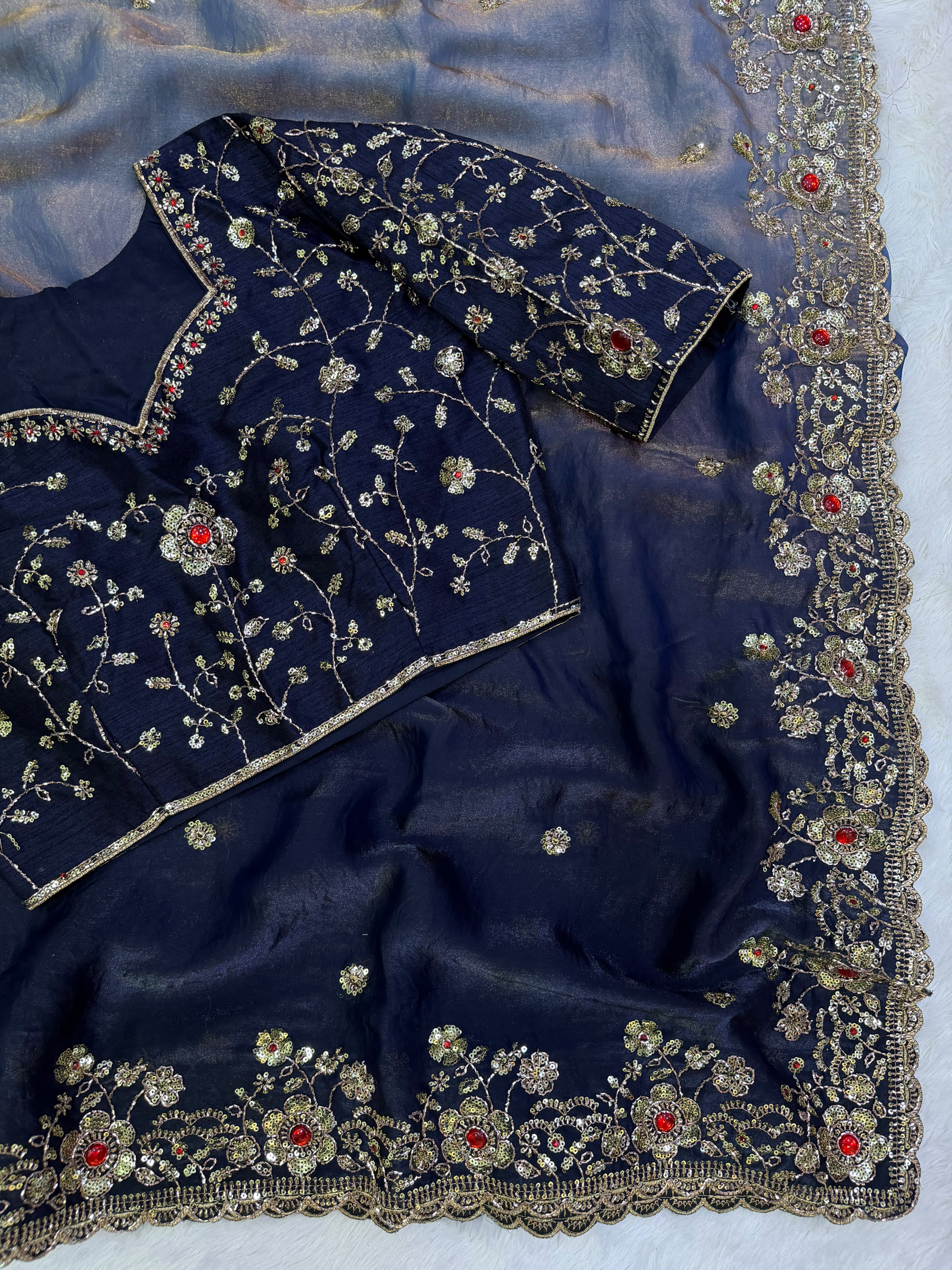 Sparkle Beauty : Saree with stitched Blouse