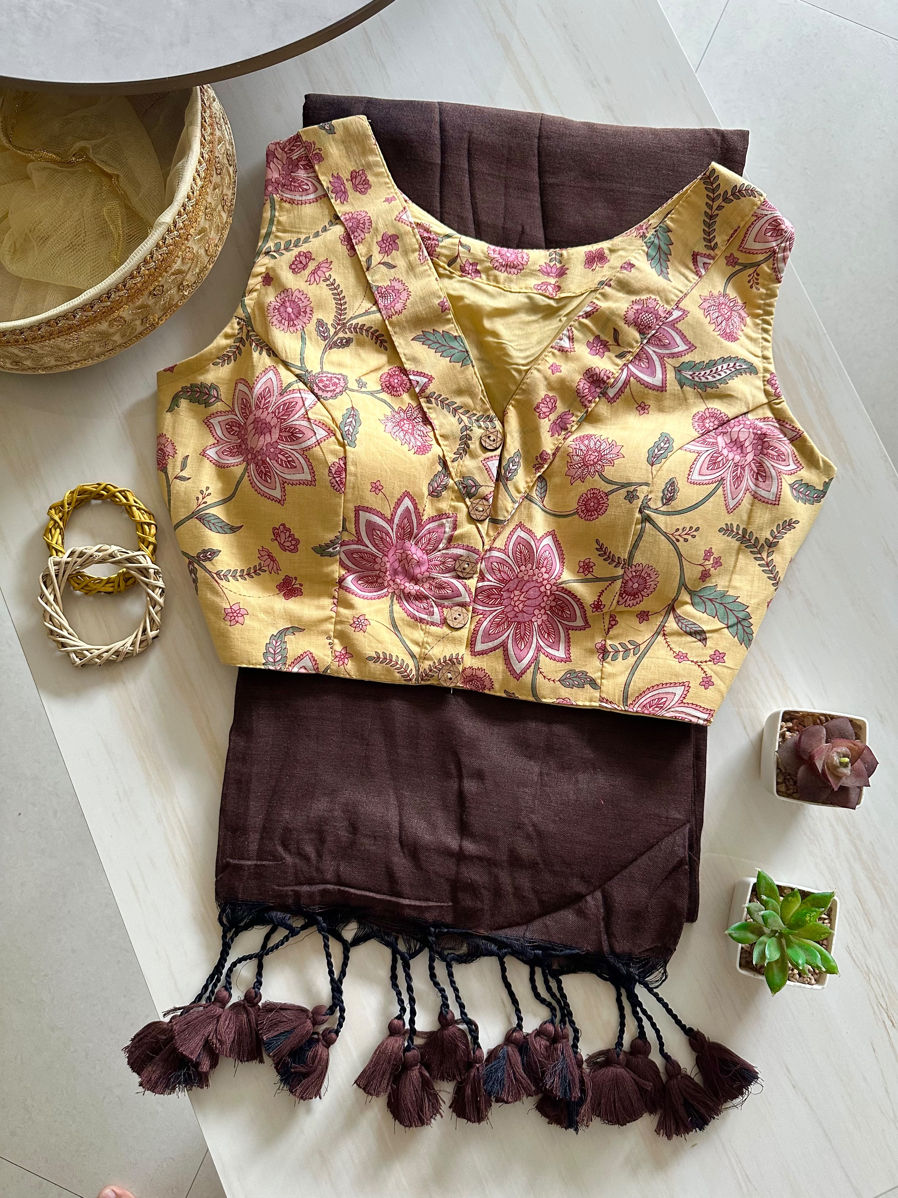 Aarvi: Khadi cotton saree + pretty blouses