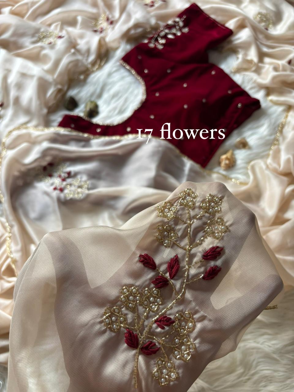 Floral Velvet : designer Saree