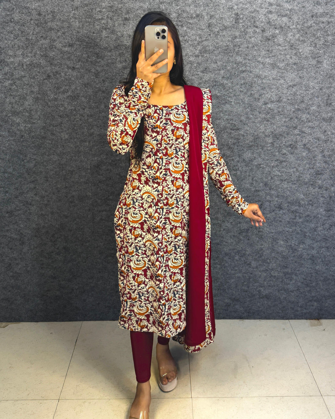 Anya : Kalamkari kurti with Georgette dupatta 💕
