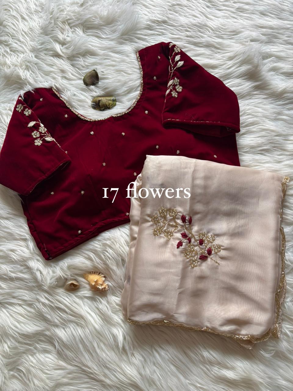 Floral Velvet : designer Saree