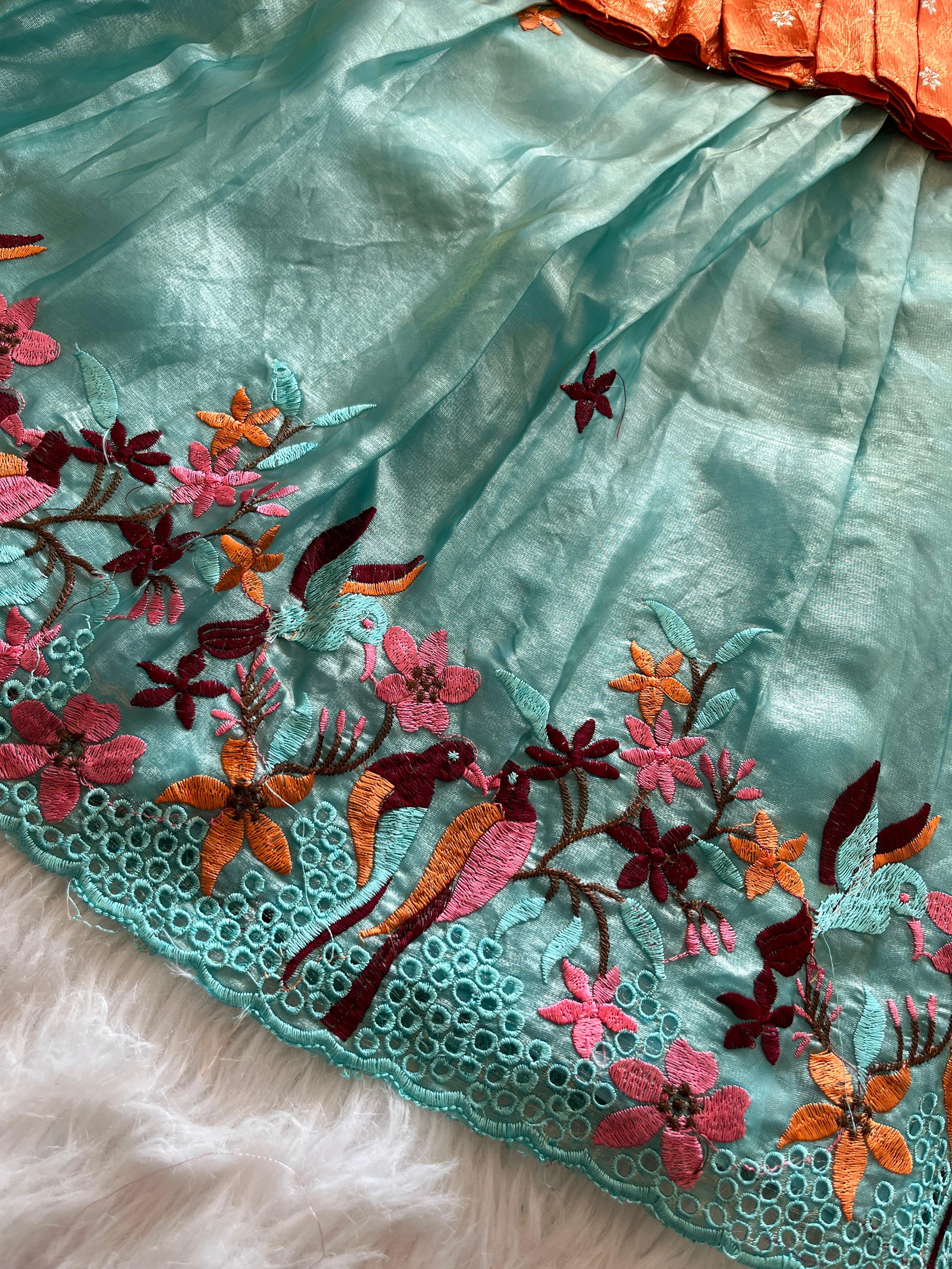 Cute Parrot : kids lehenga
