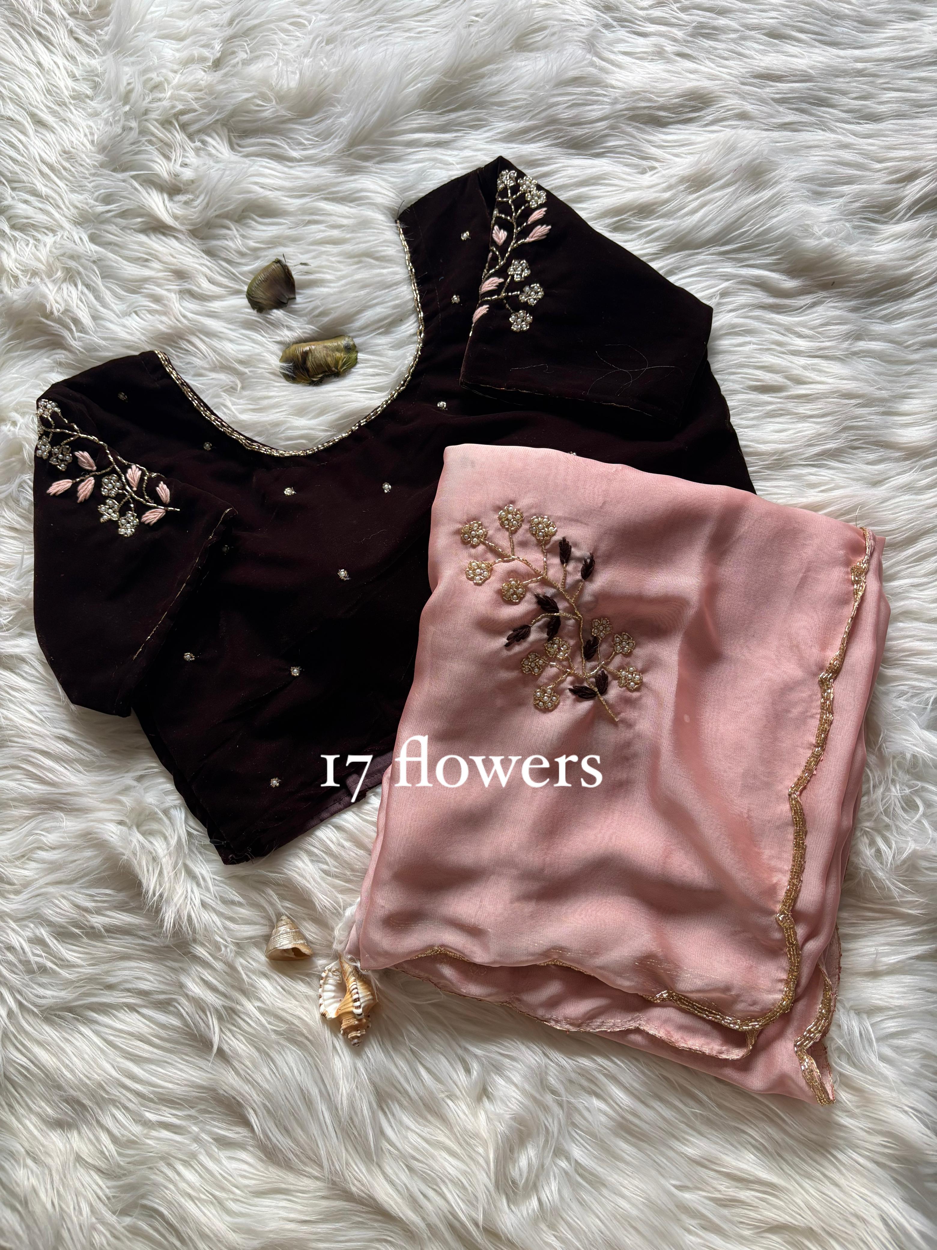 Floral Velvet : designer Saree