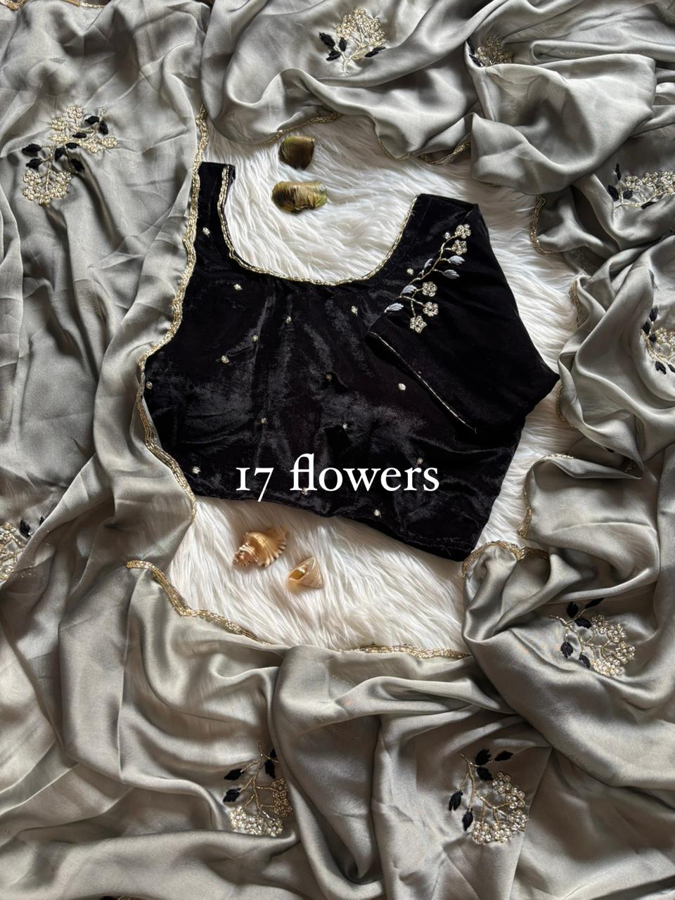 Floral Velvet : designer Saree