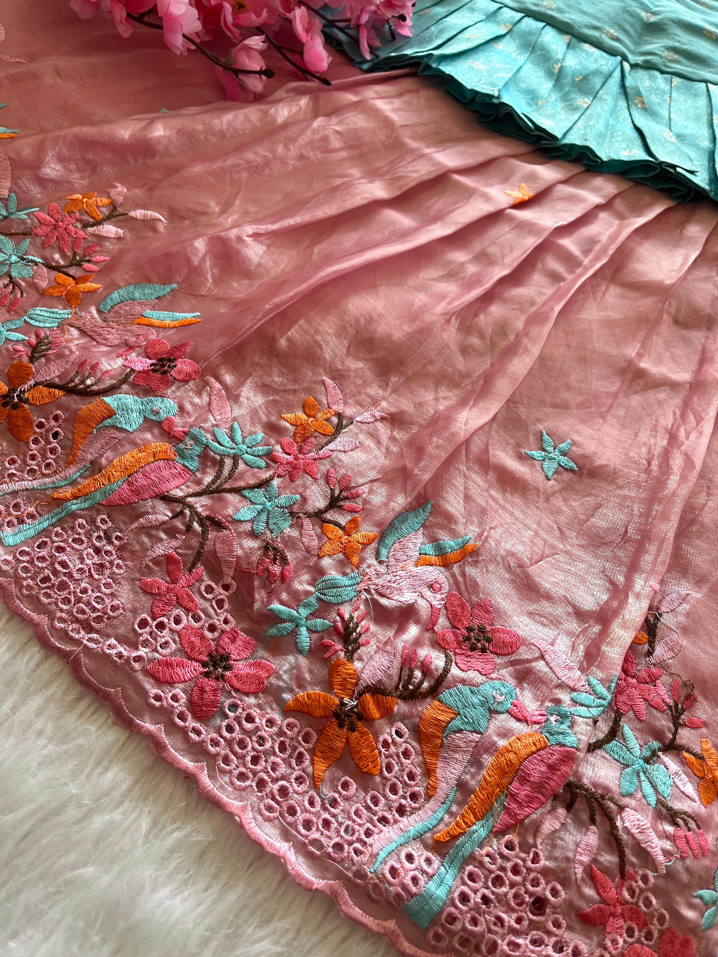Cute Parrot : kids lehenga
