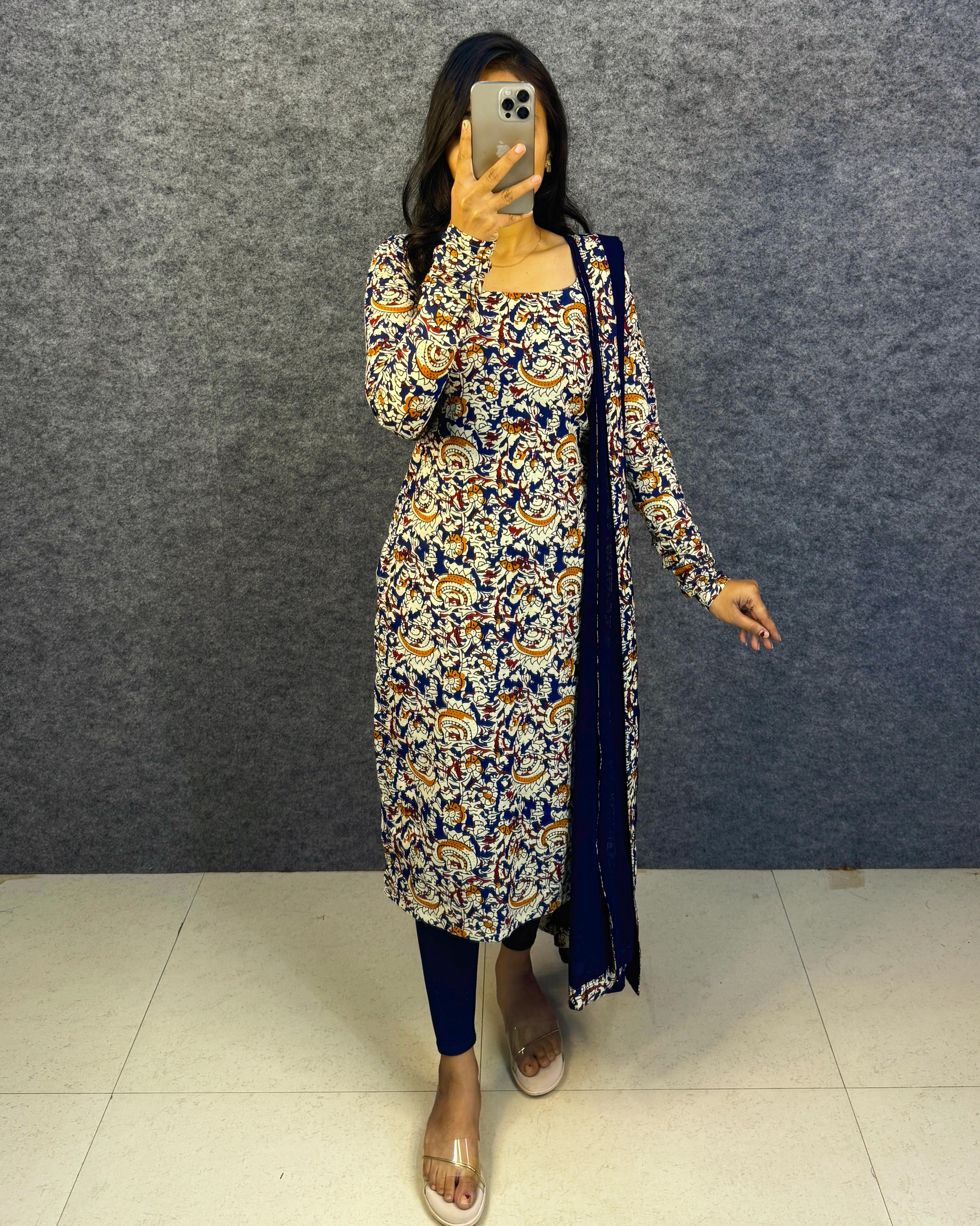 Anya : Kalamkari kurti with Georgette dupatta 💕