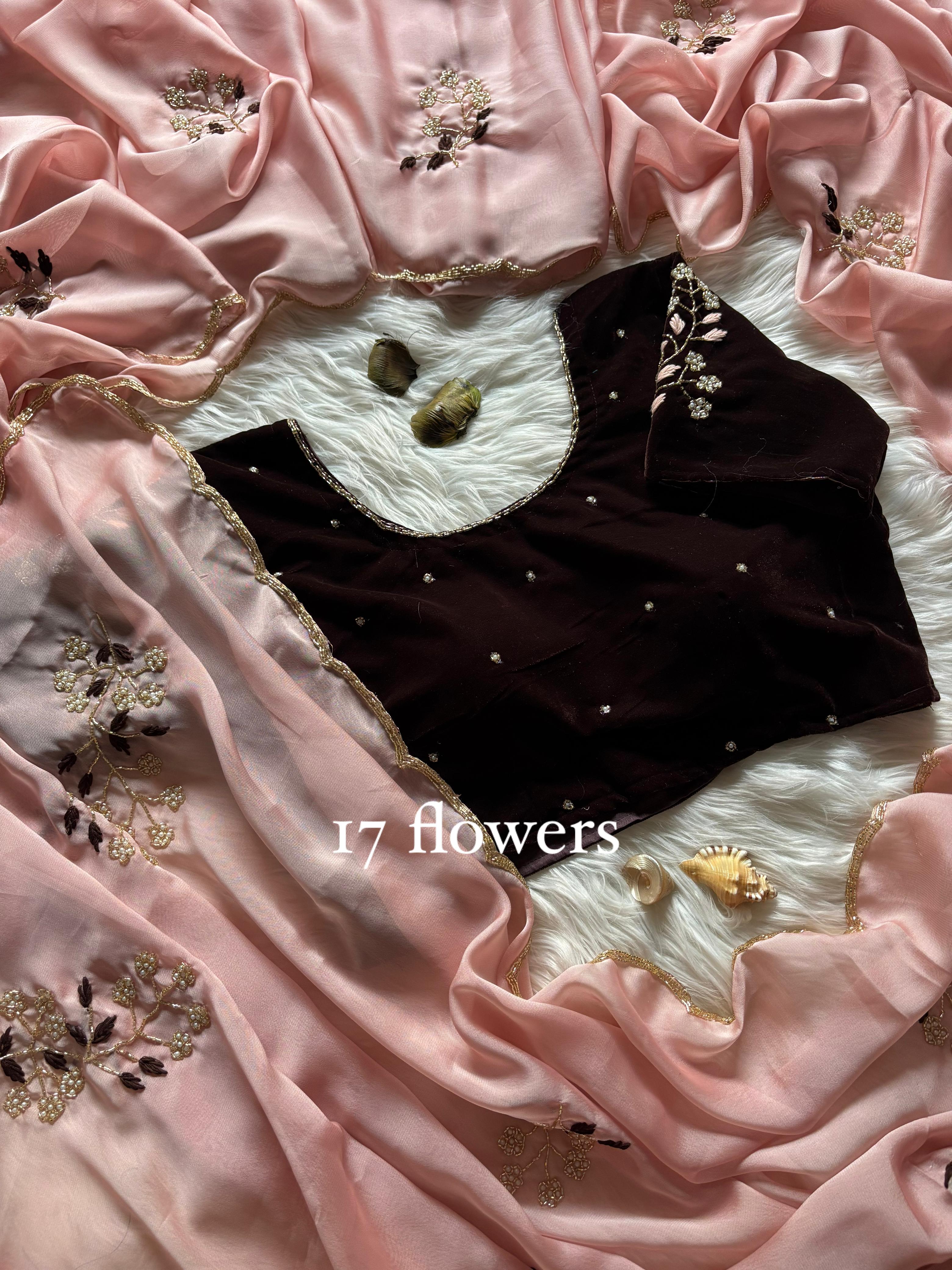 Floral Velvet : designer Saree