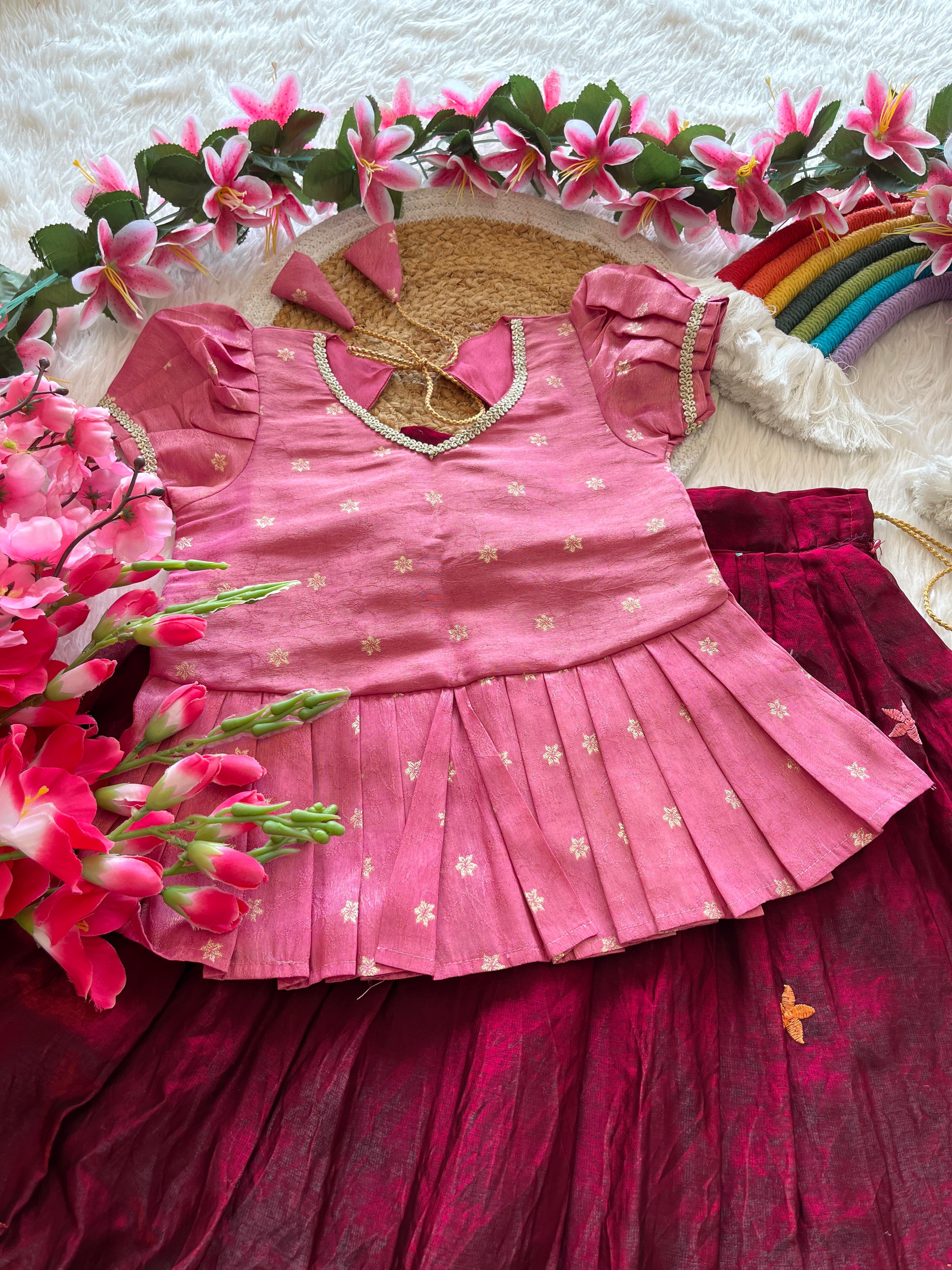 Cute Parrot : kids lehenga