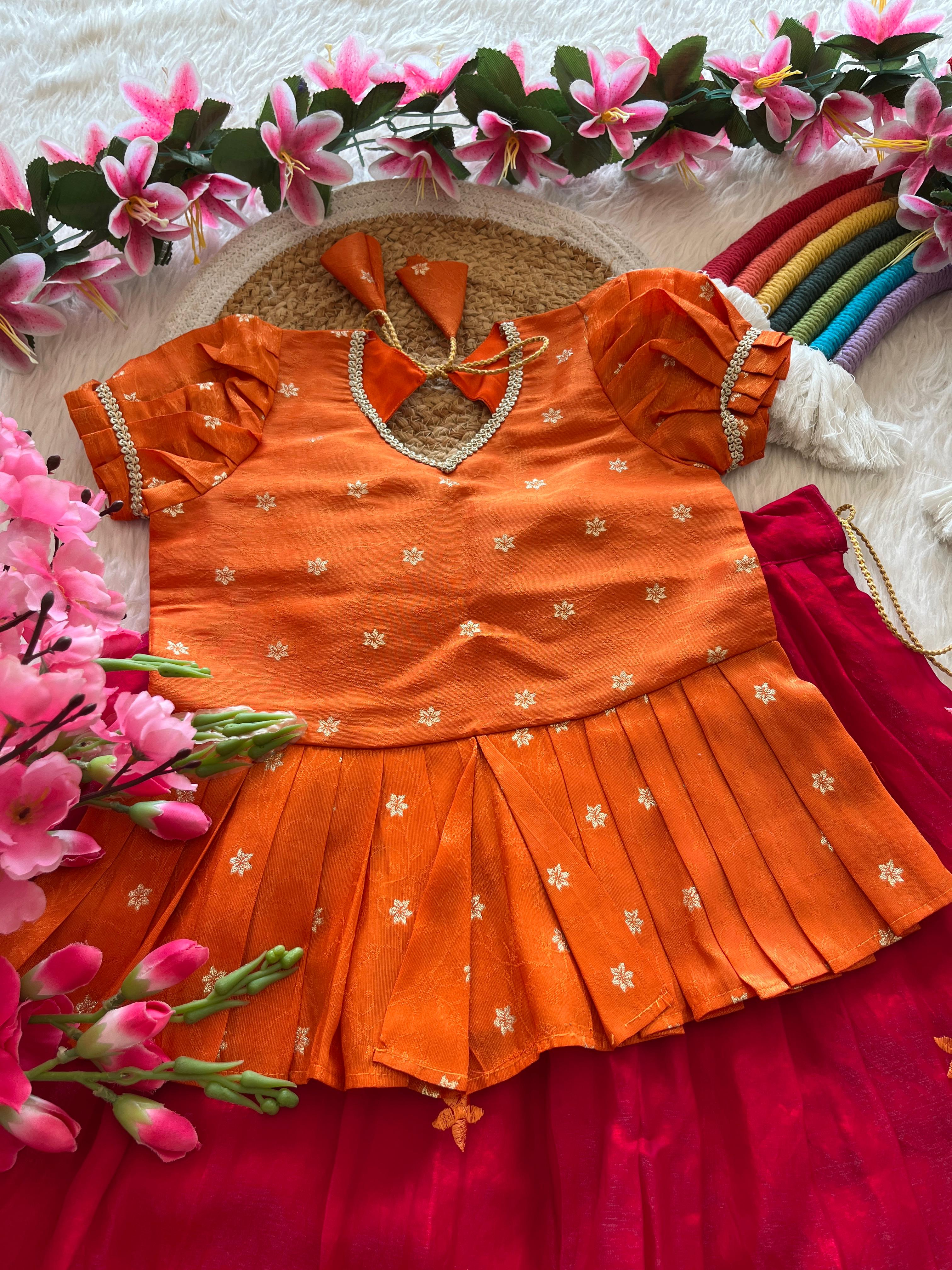 Cute Parrot : kids lehenga
