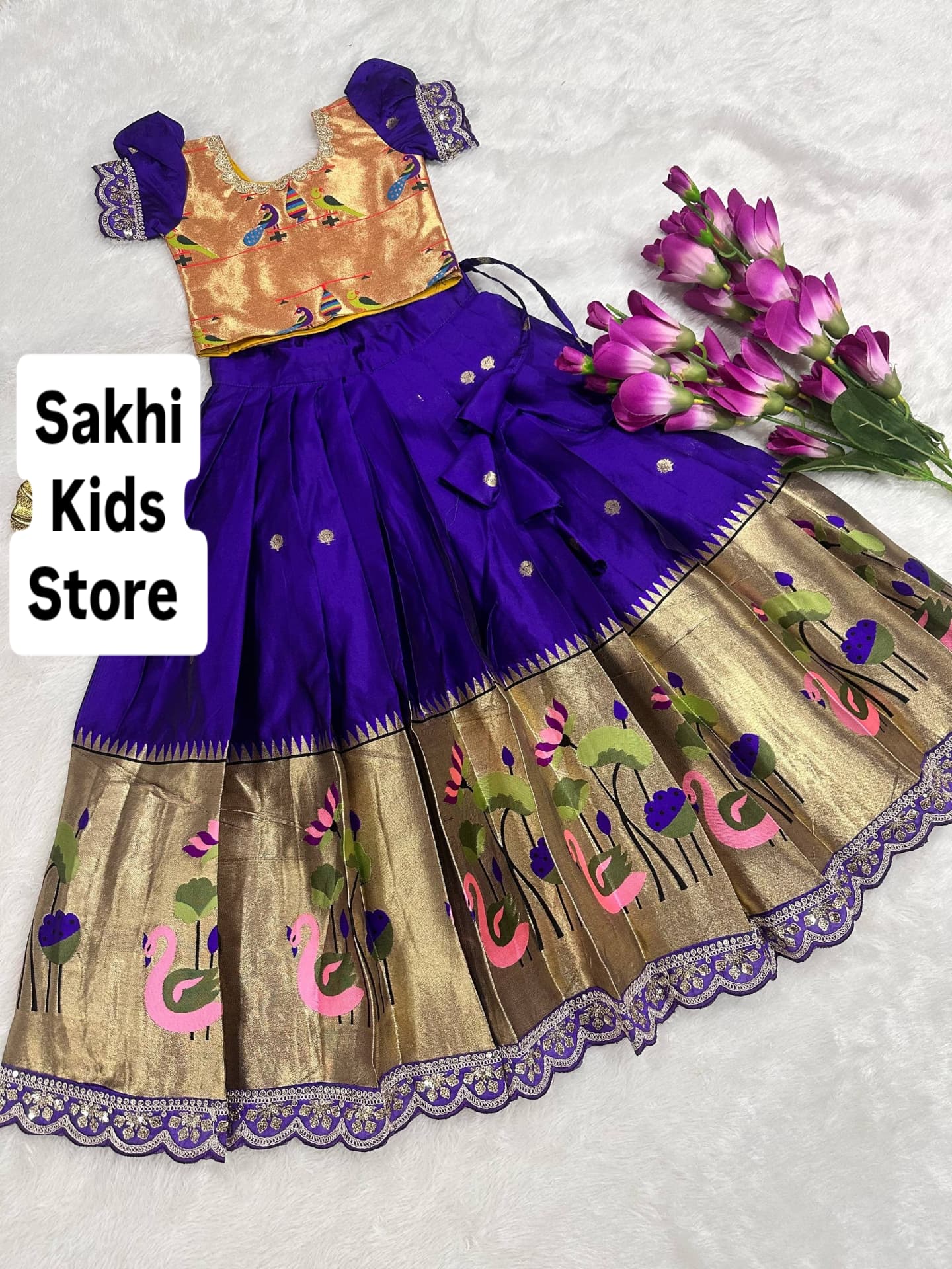 Paithani kids lehenga outfit