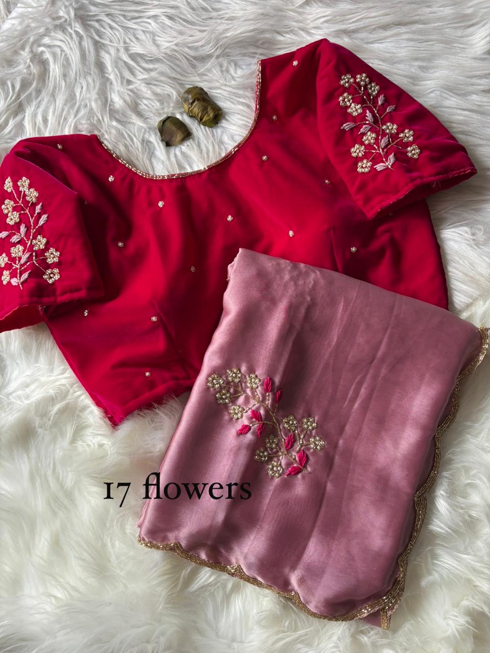 Floral Velvet : designer Saree