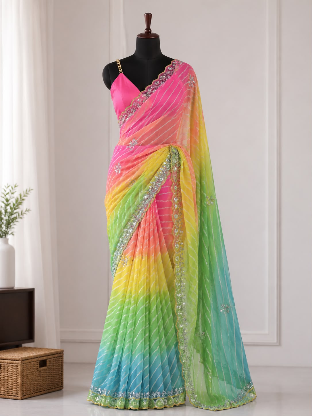 Sarala : georgette Bandhini saree