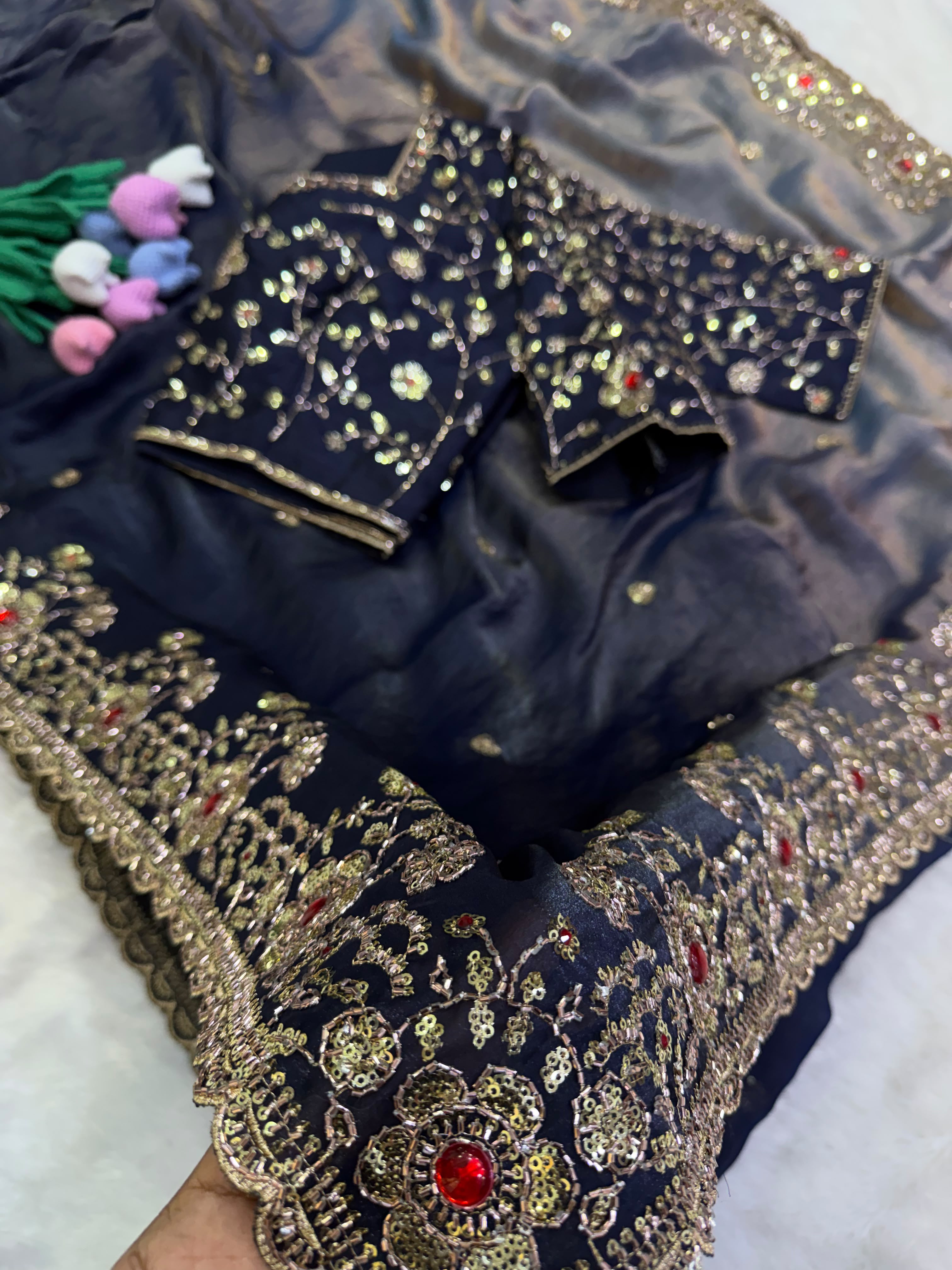 Sparkle Beauty : Saree with stitched Blouse