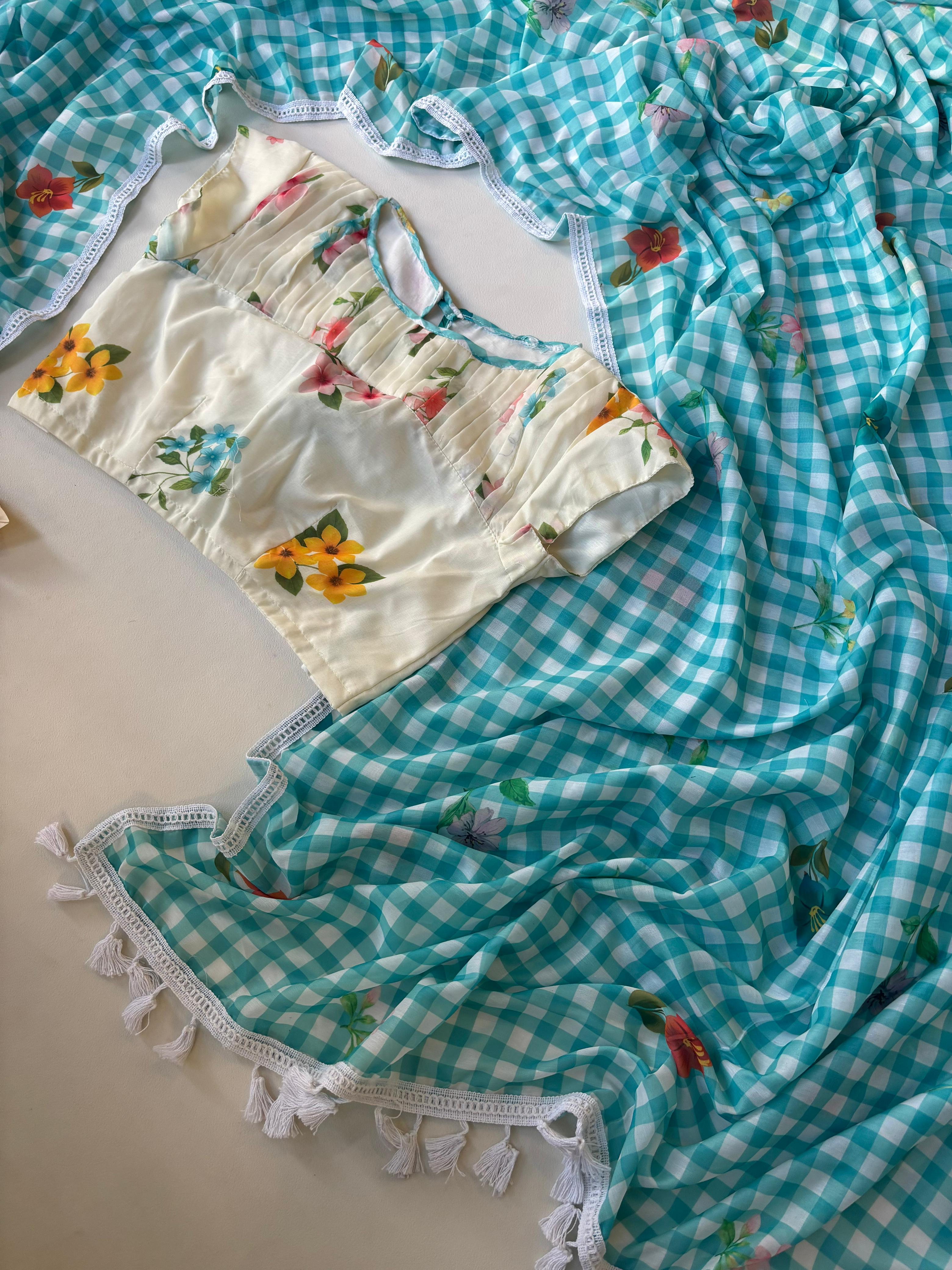 Swasa : pretty blouse and saree