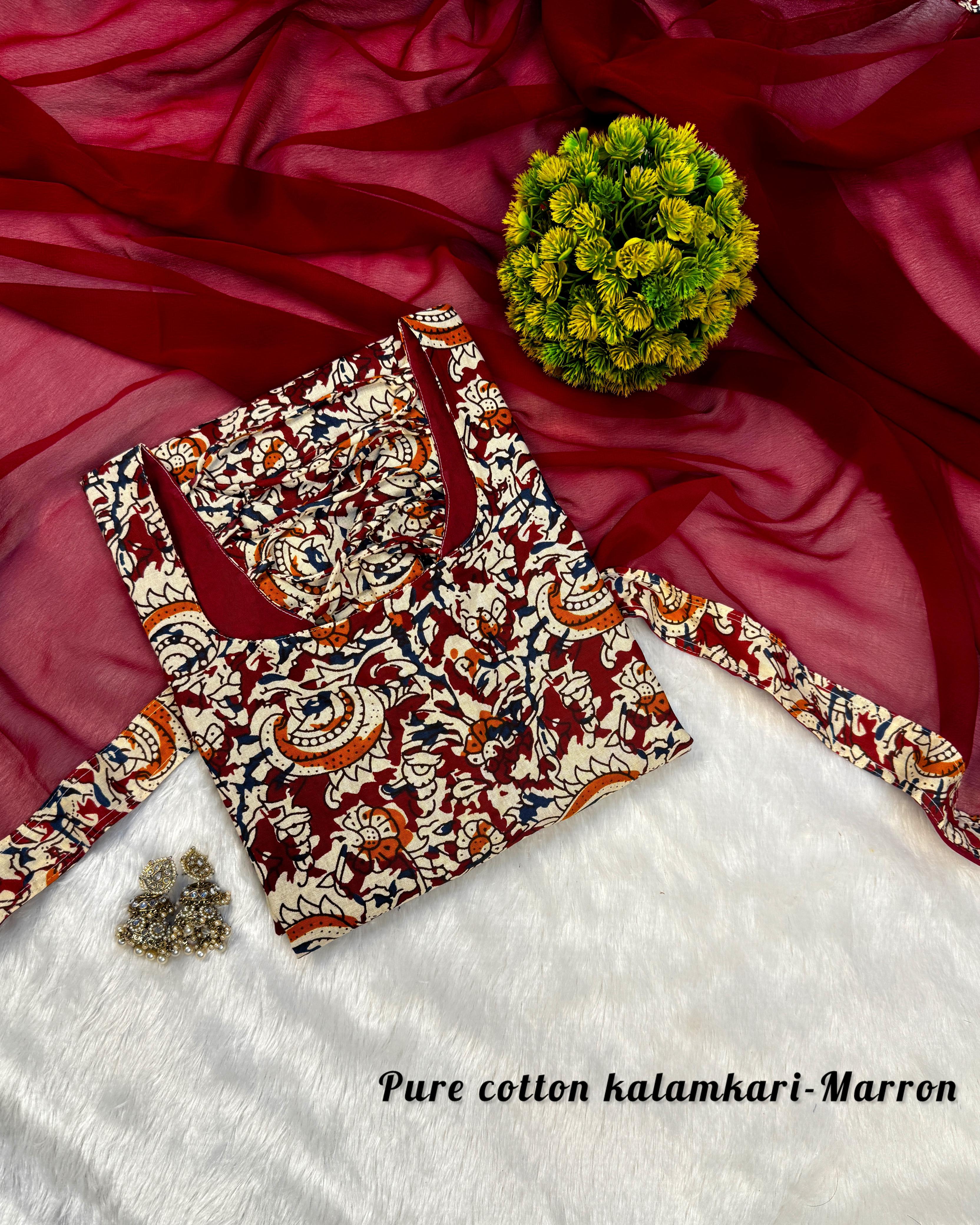 Anya : Kalamkari kurti with Georgette dupatta 💕