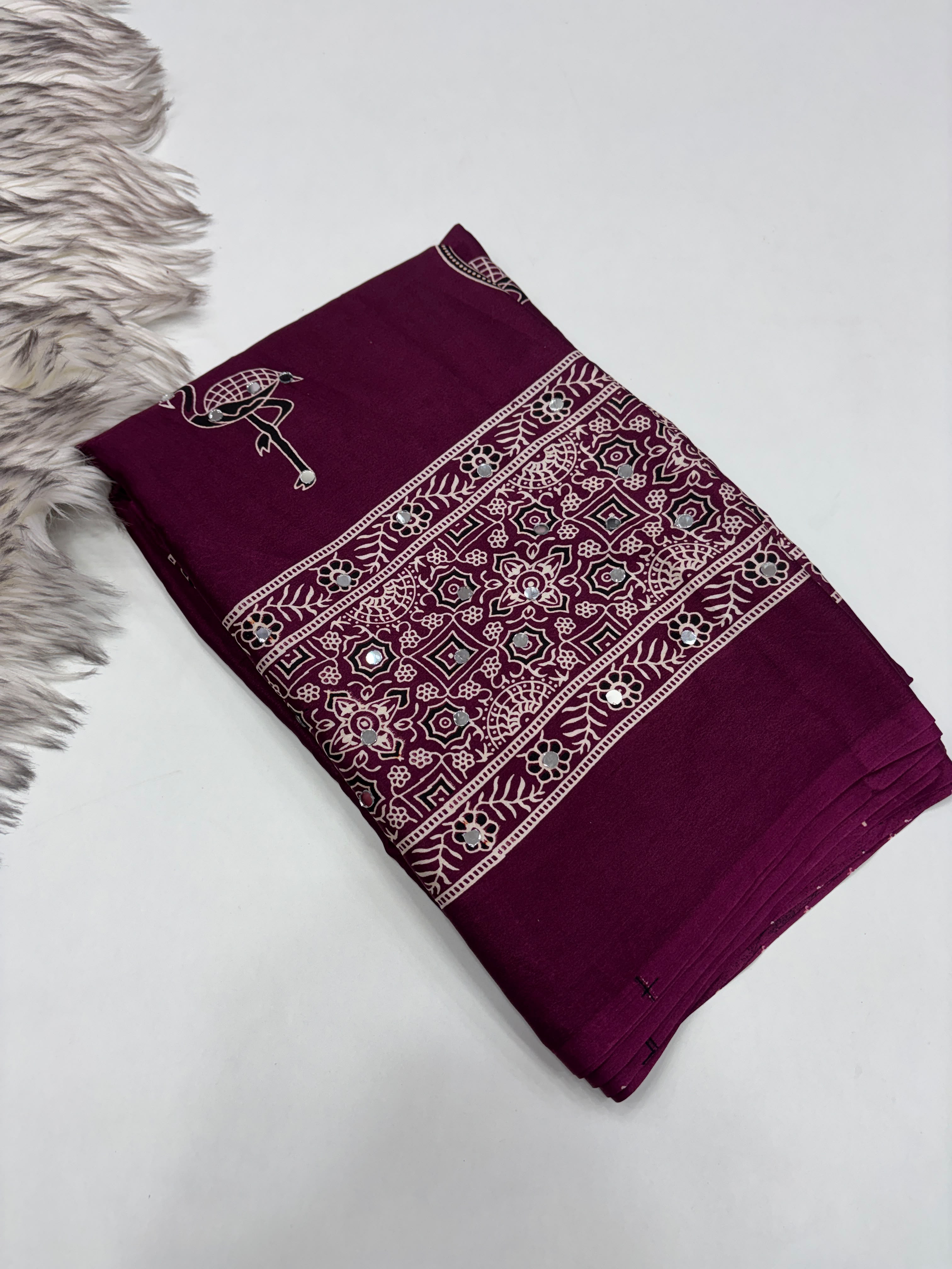 Anshu 4 : Ajrak viscose Satin silk sarees 💕