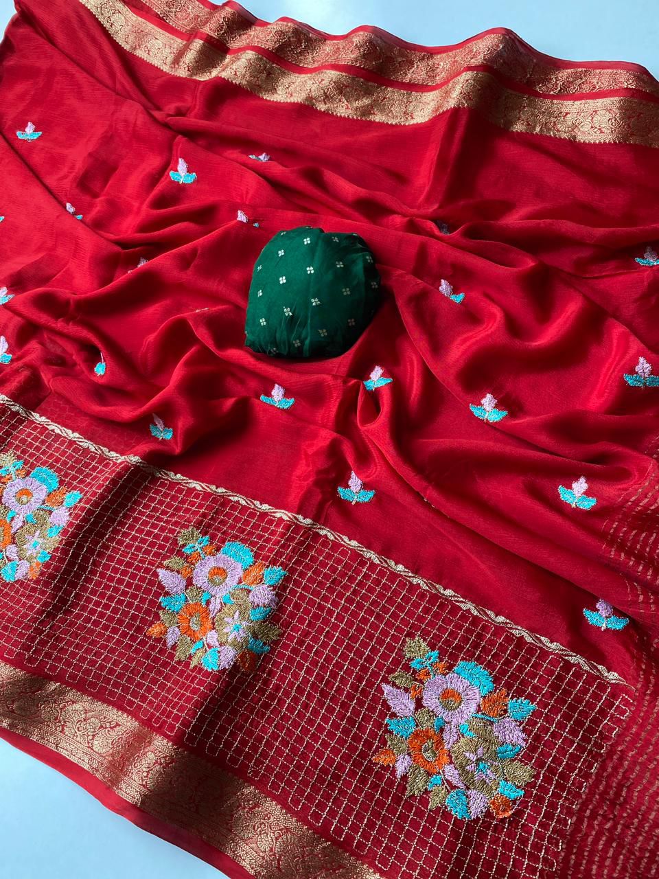 Premium Chinnon Chiffon Sarees 💕