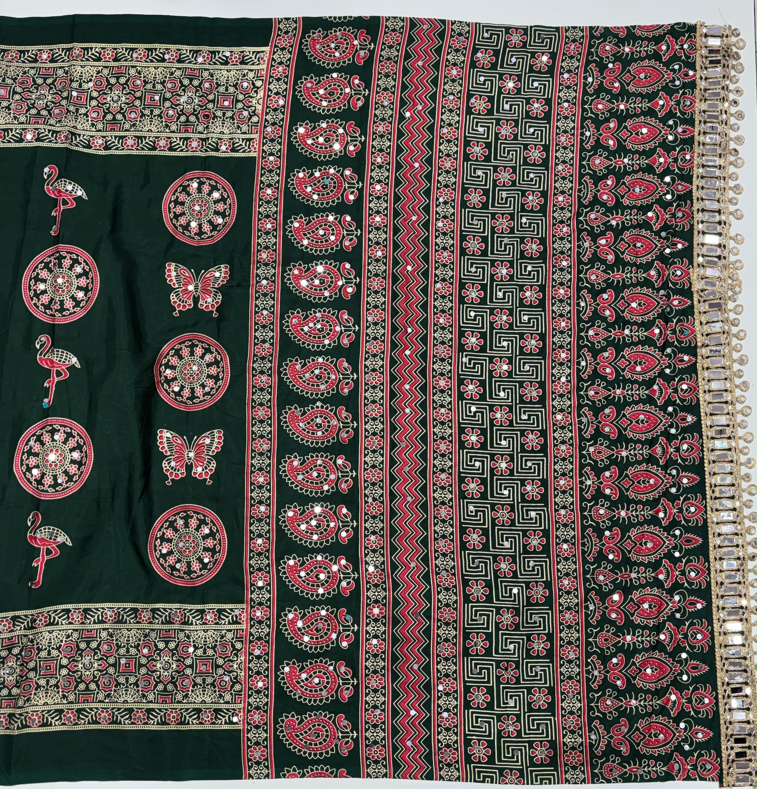 Anshu 4 : Ajrak viscose Satin silk sarees 💕