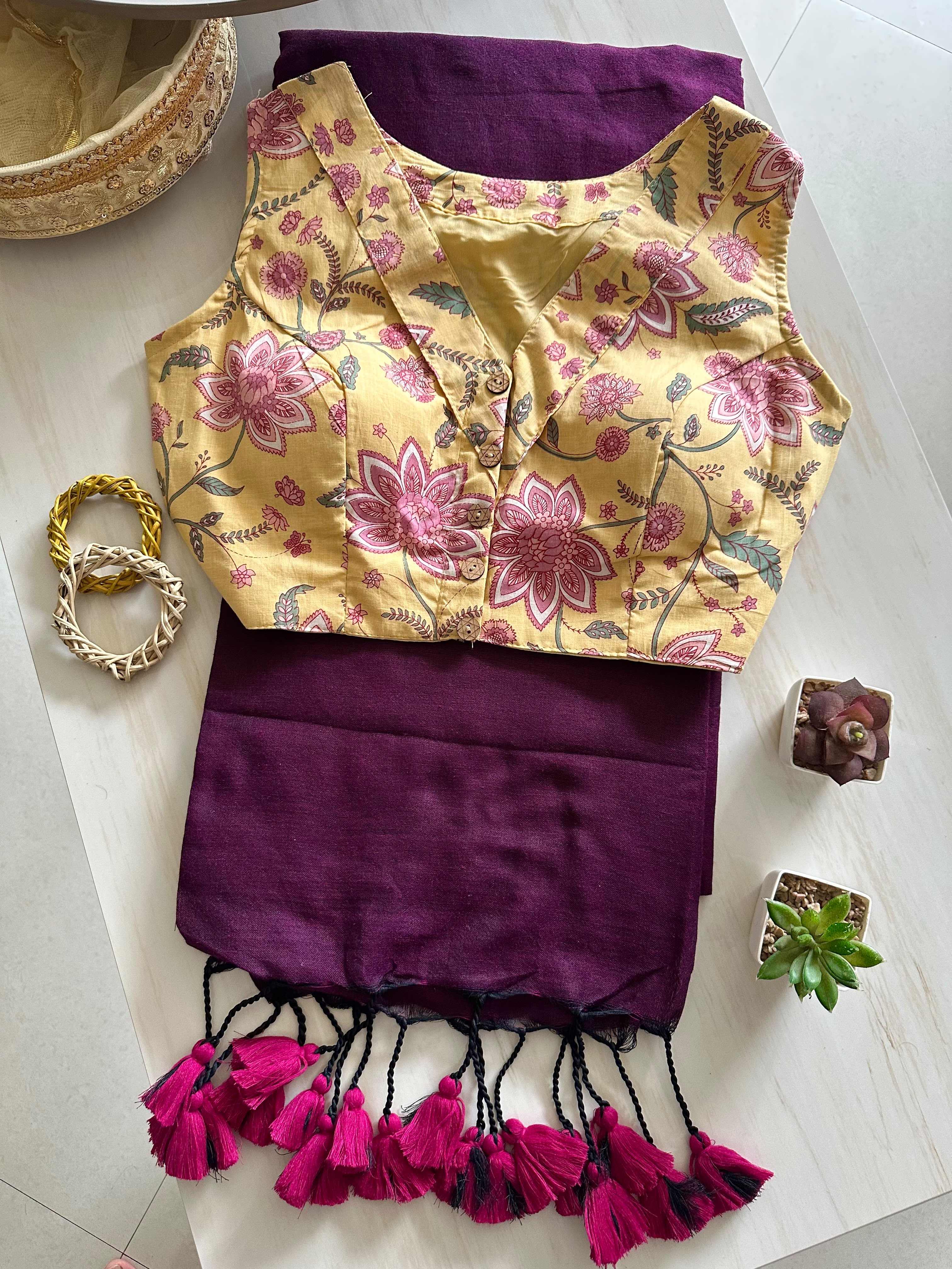 Aarvi: Khadi cotton saree + pretty blouses