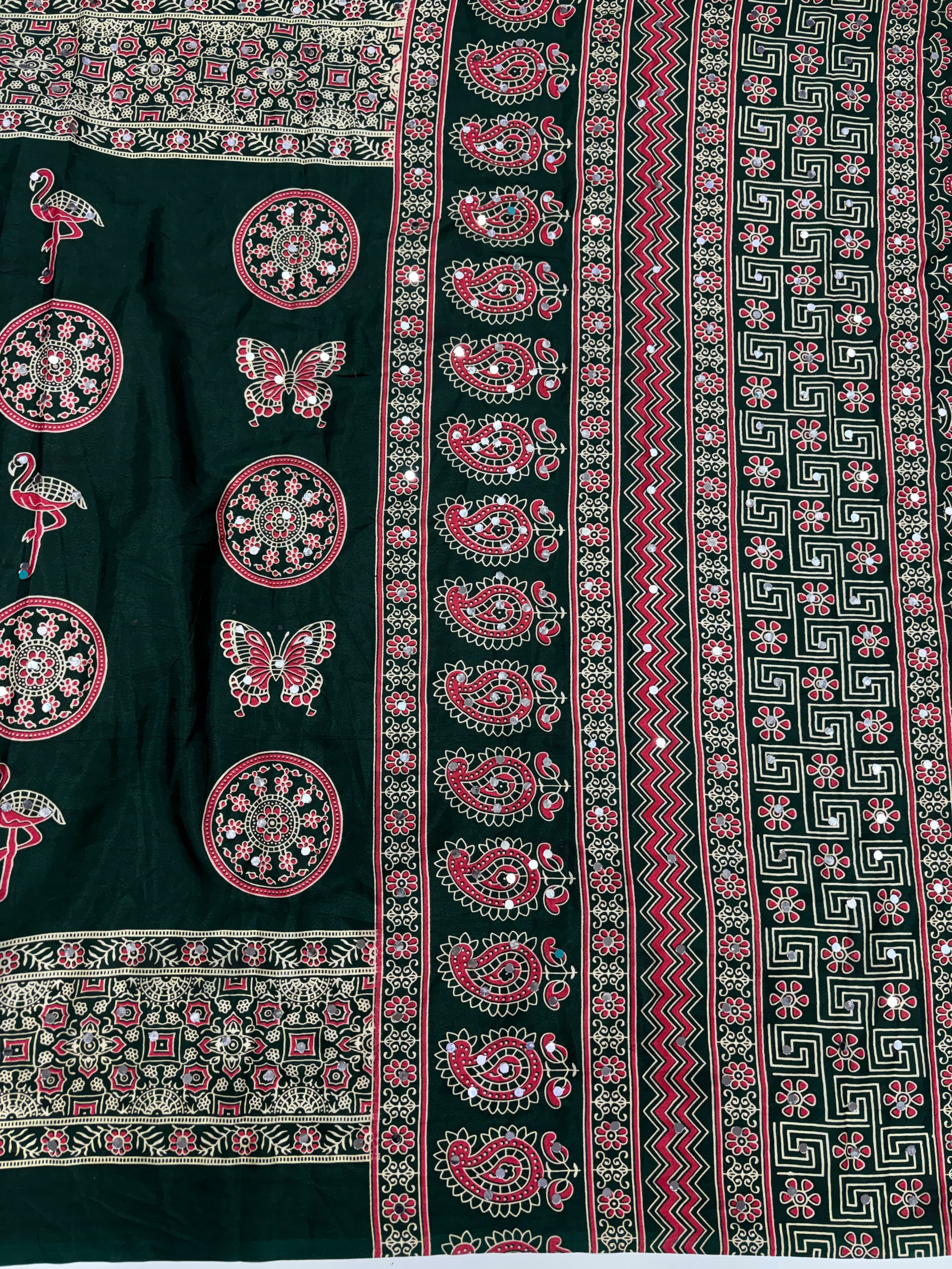Anshu 4 : Ajrak viscose Satin silk sarees 💕