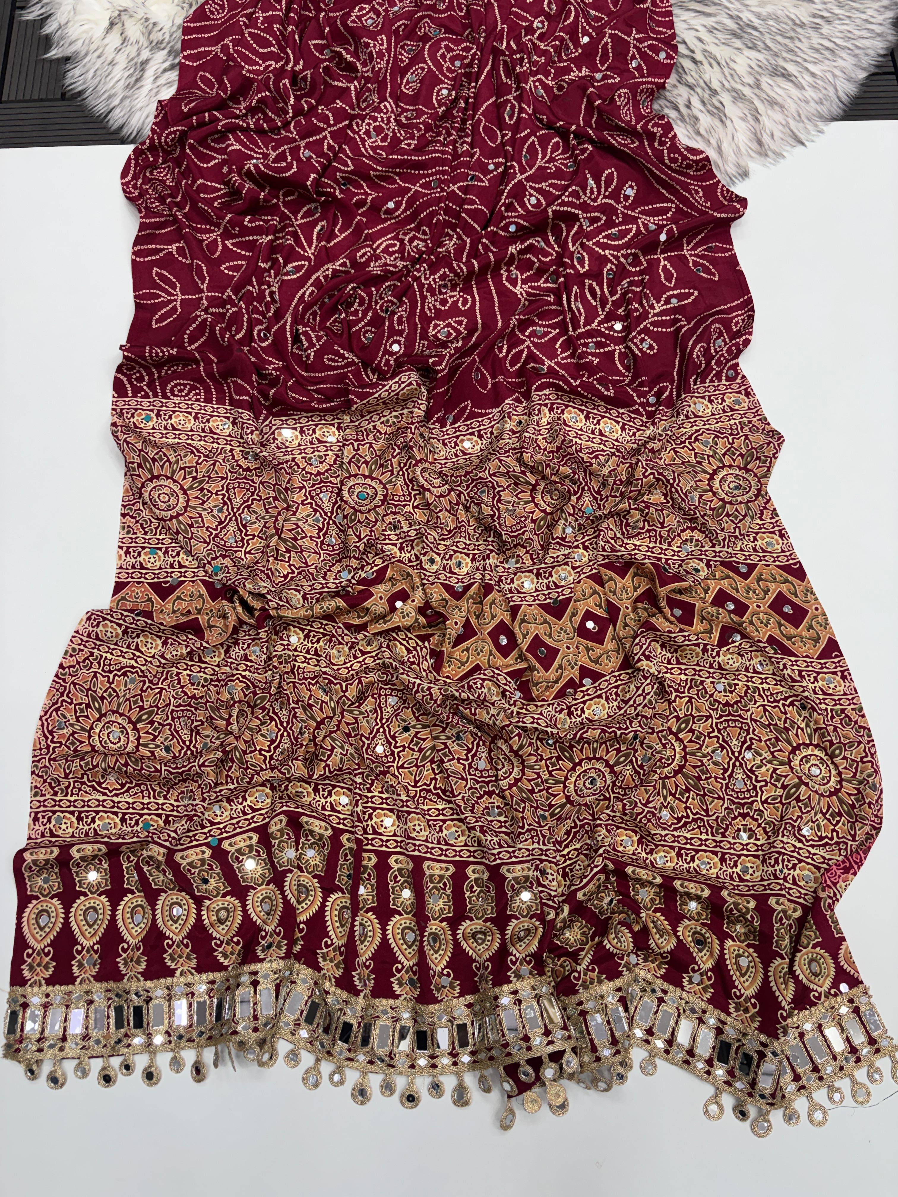 Anshu : Ajrak viscose silk sarees