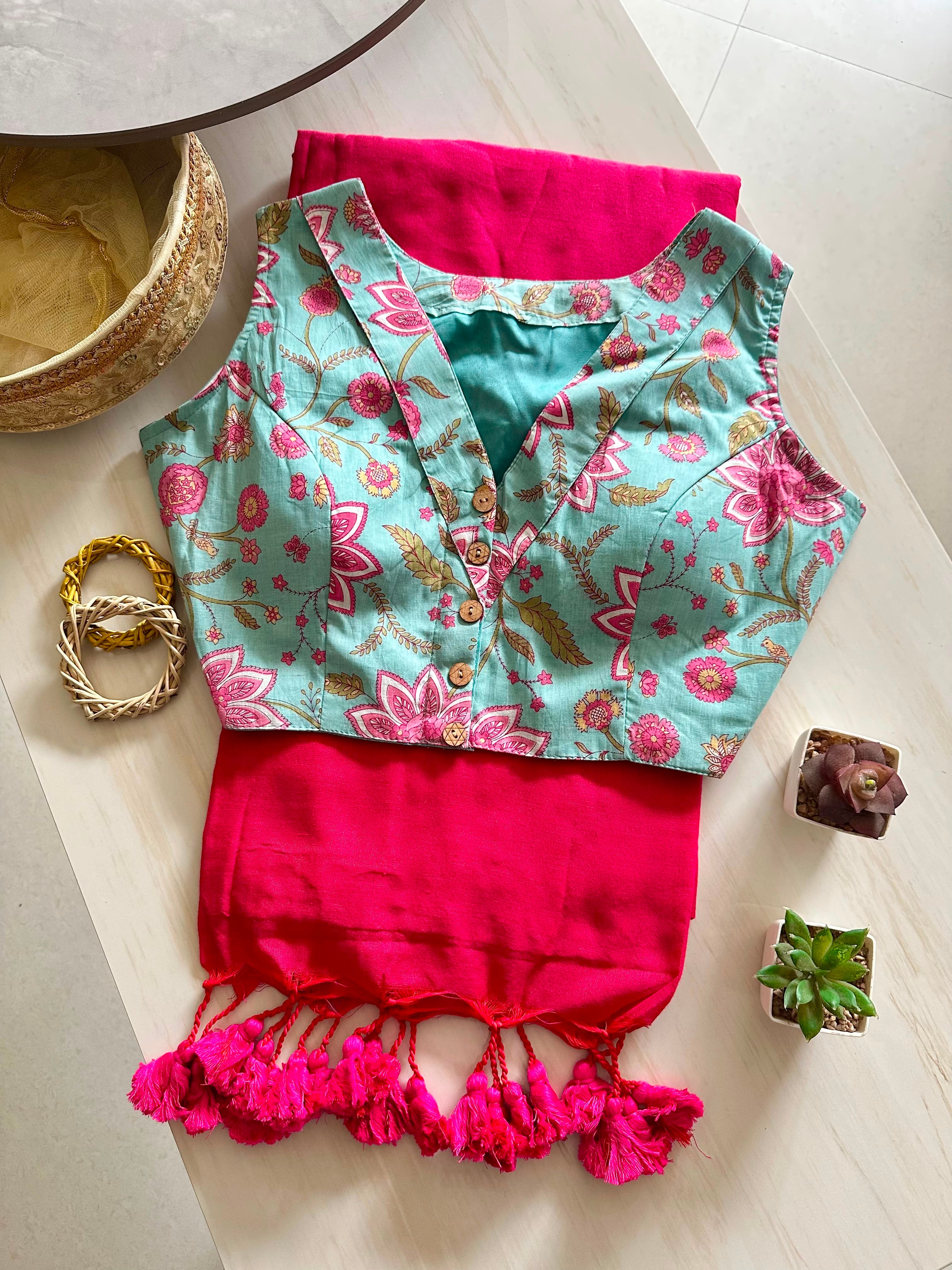 Aarvi: Khadi cotton saree + pretty blouses