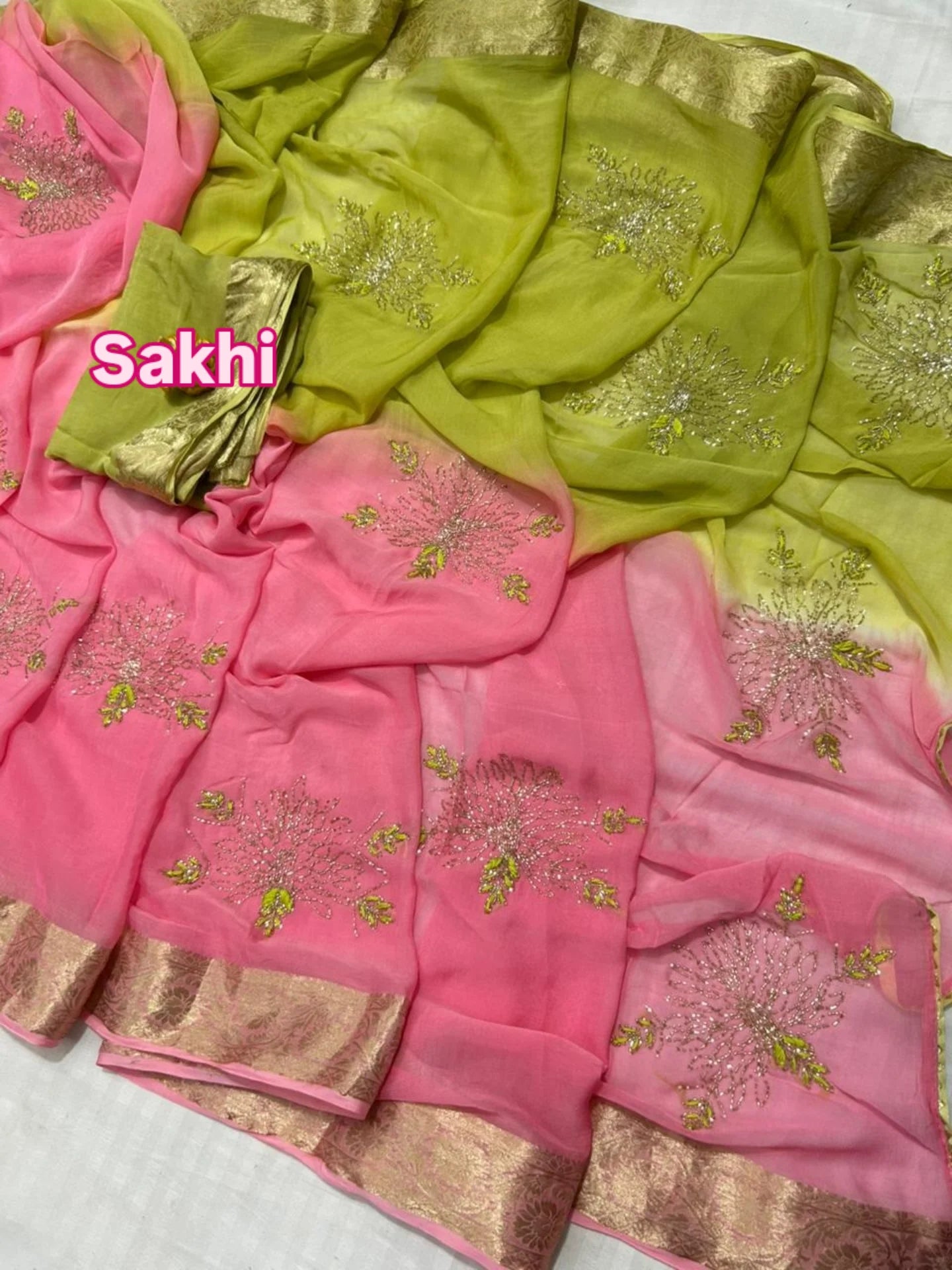 Pure Chiffon Handwork Saree