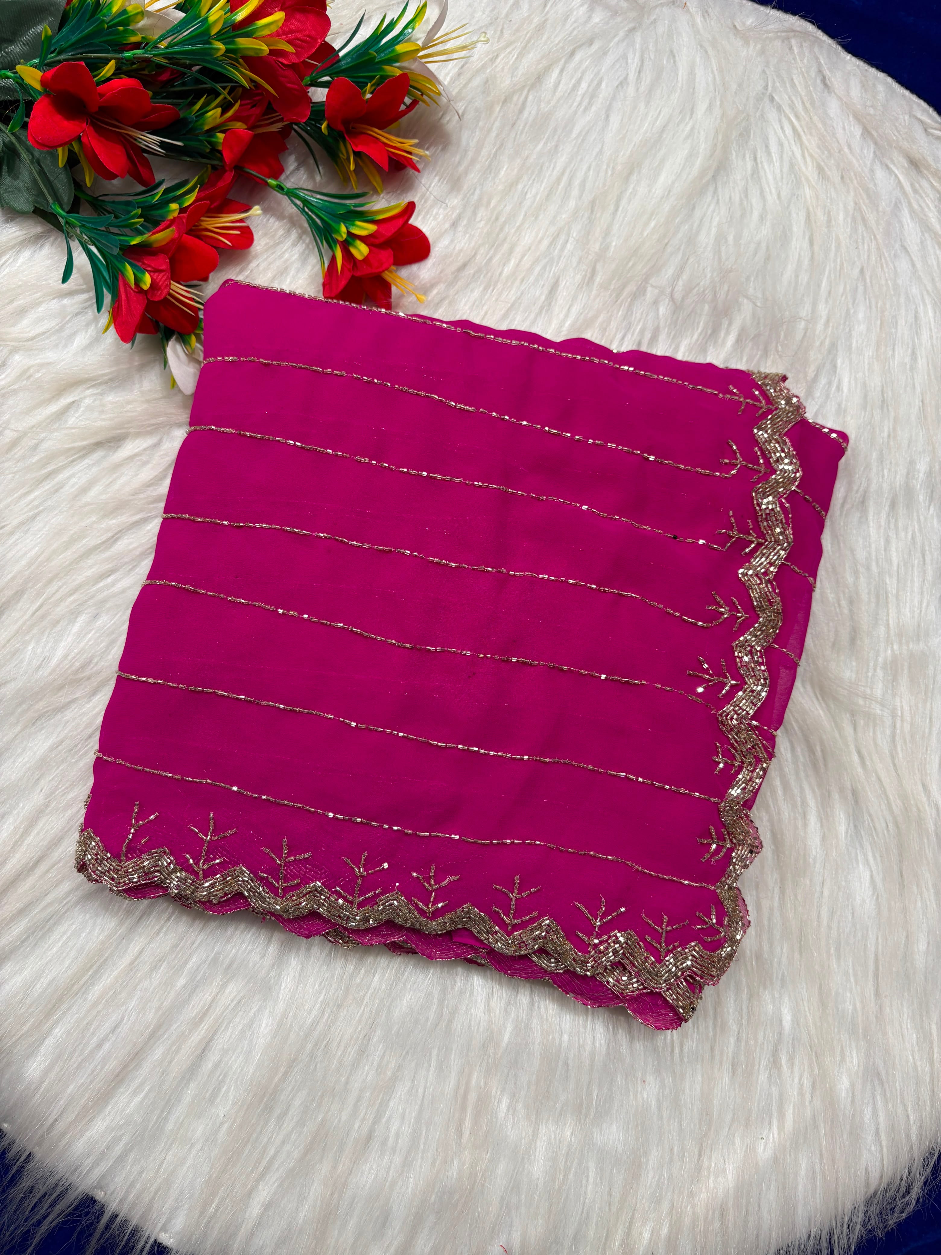 Rezina : Georgette handwork saree