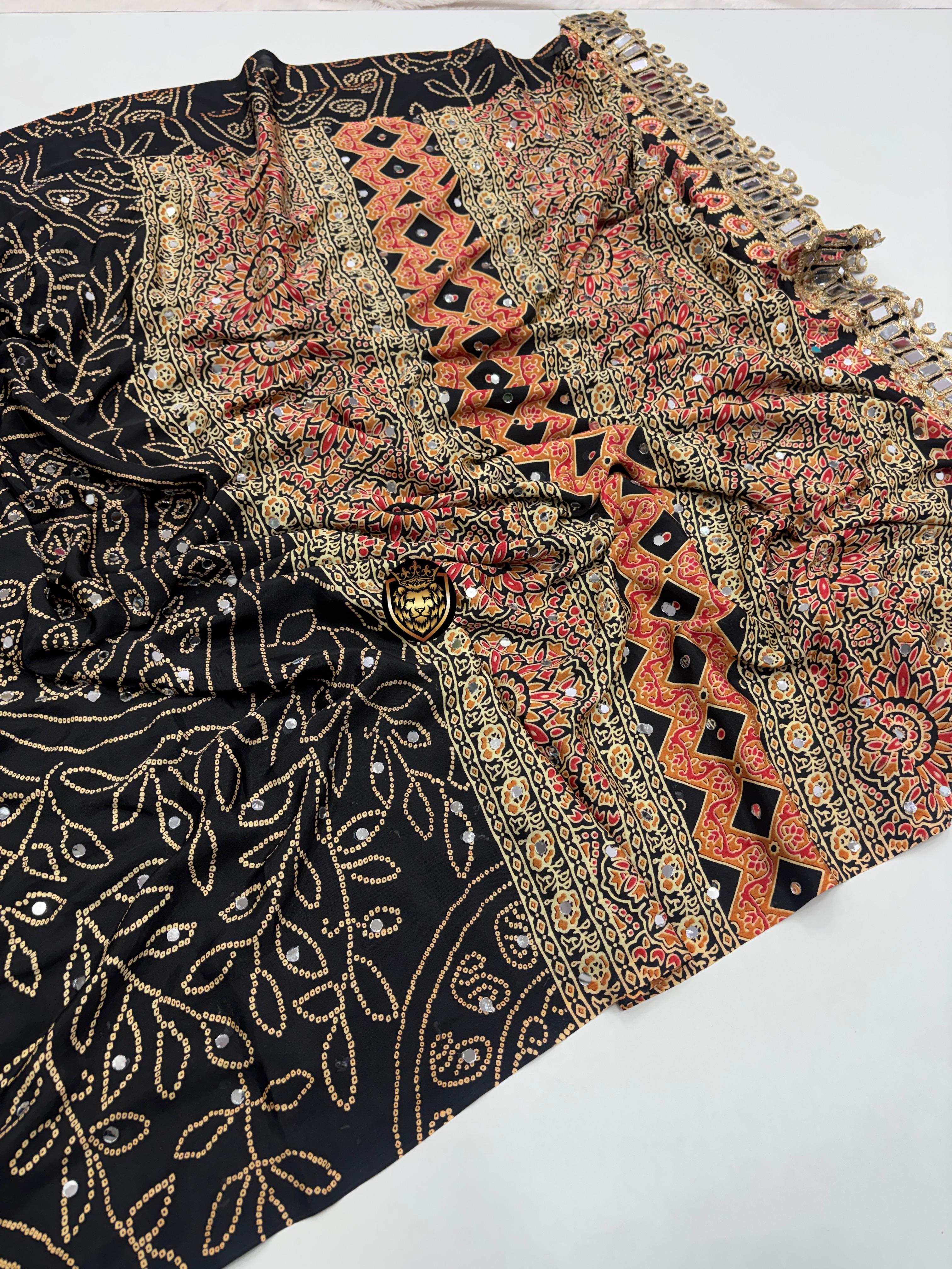Anshu : Ajrak viscose silk sarees