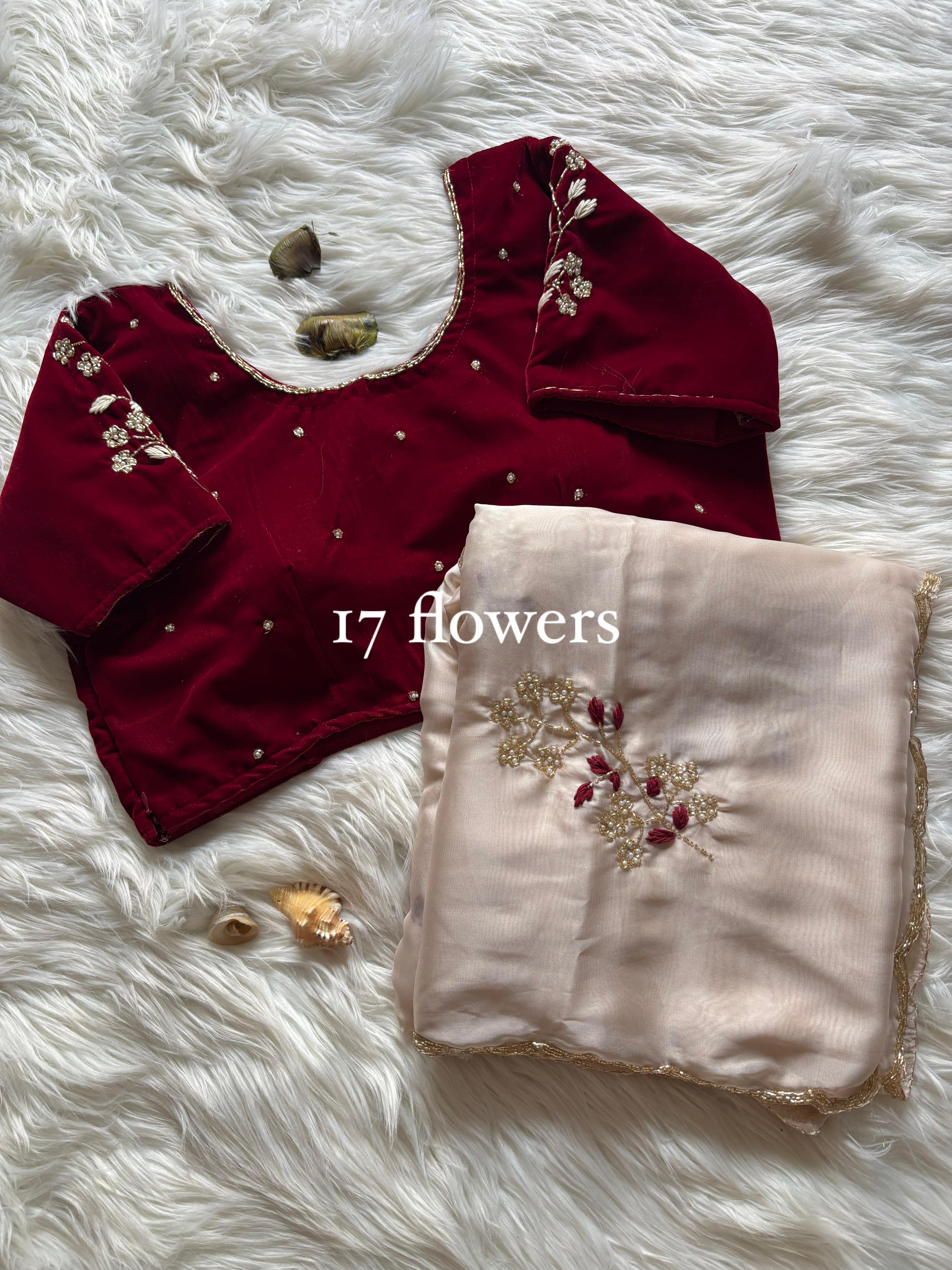 Floral Velvet : designer Saree