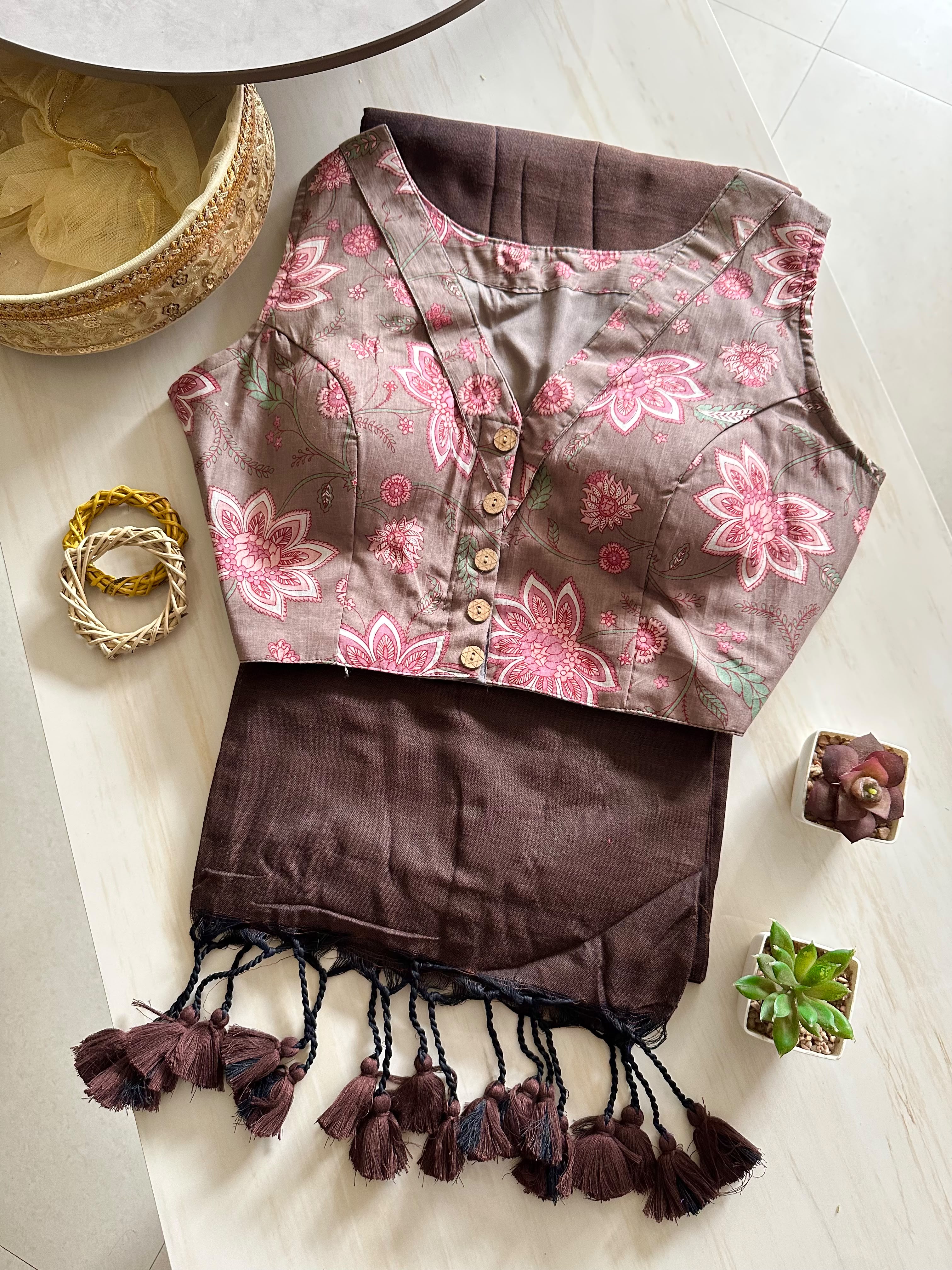 Aarvi: Khadi cotton saree + pretty blouses