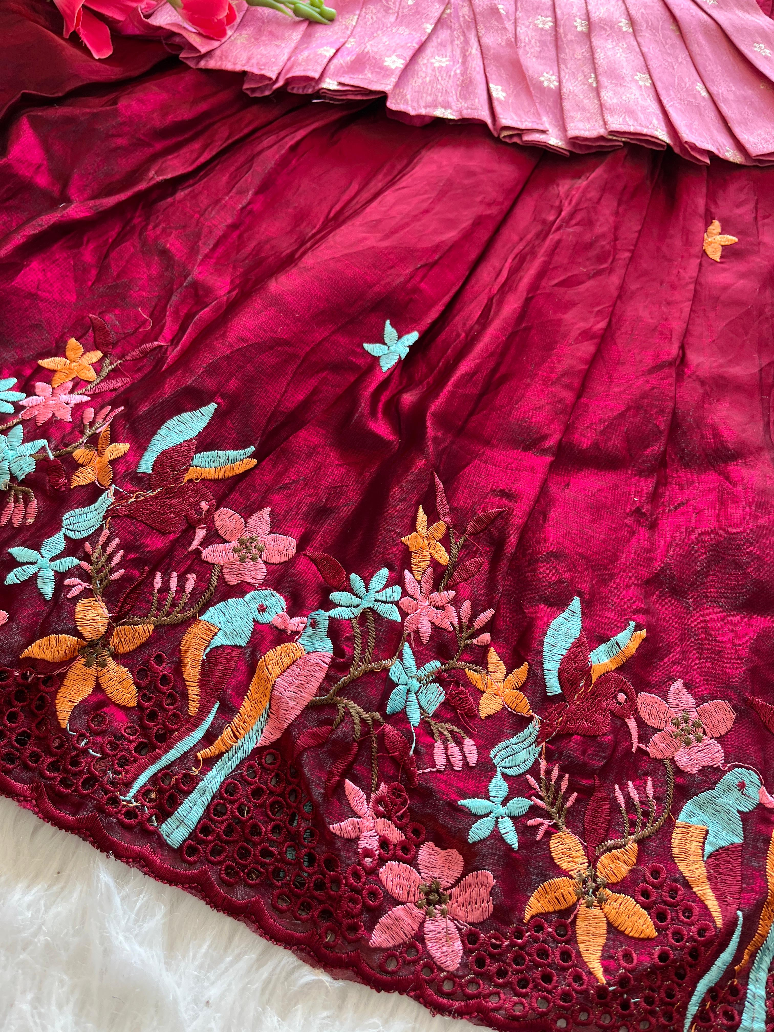 Cute Parrot : kids lehenga