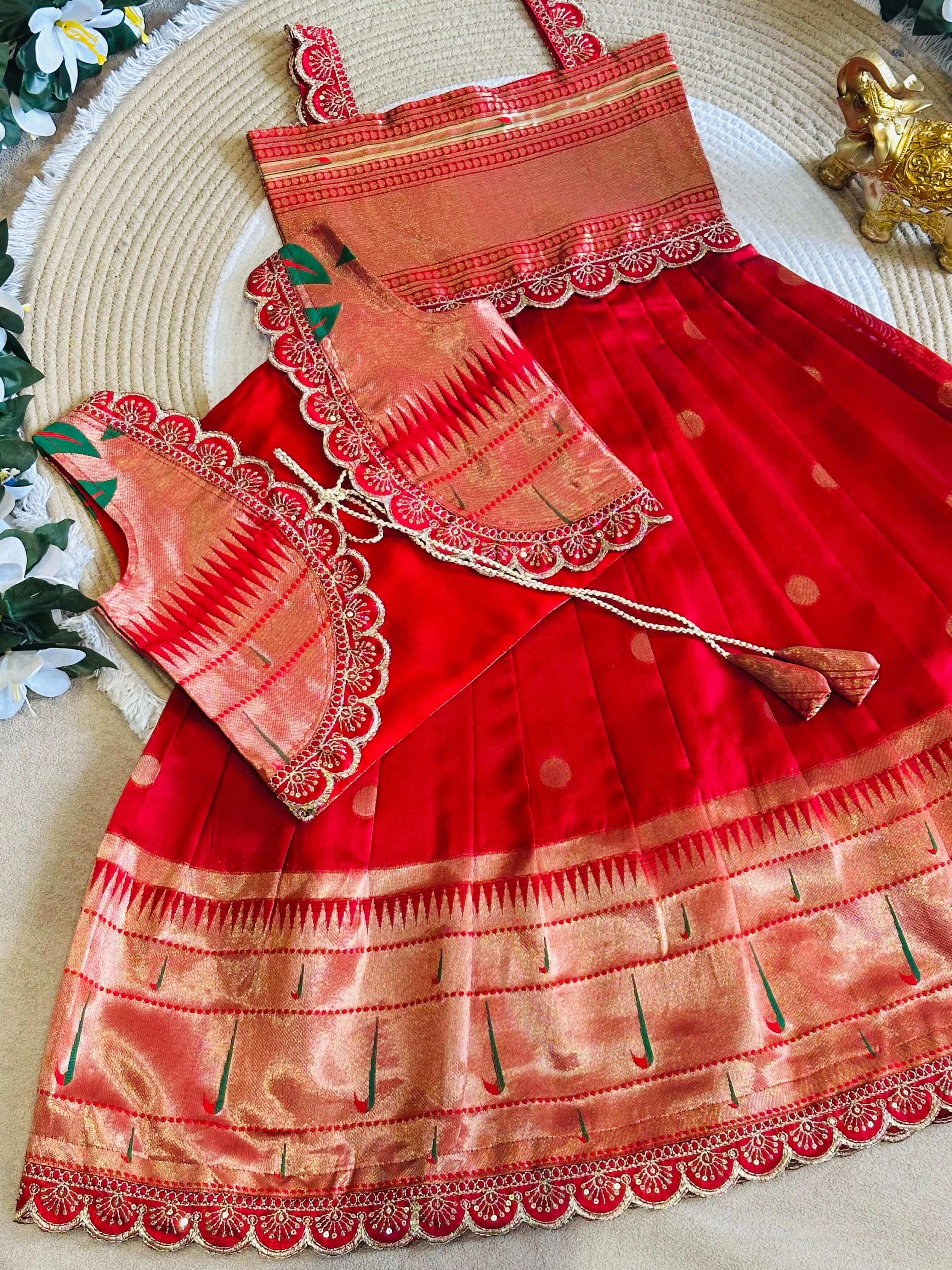 Paithani Kids 2 In One Frock