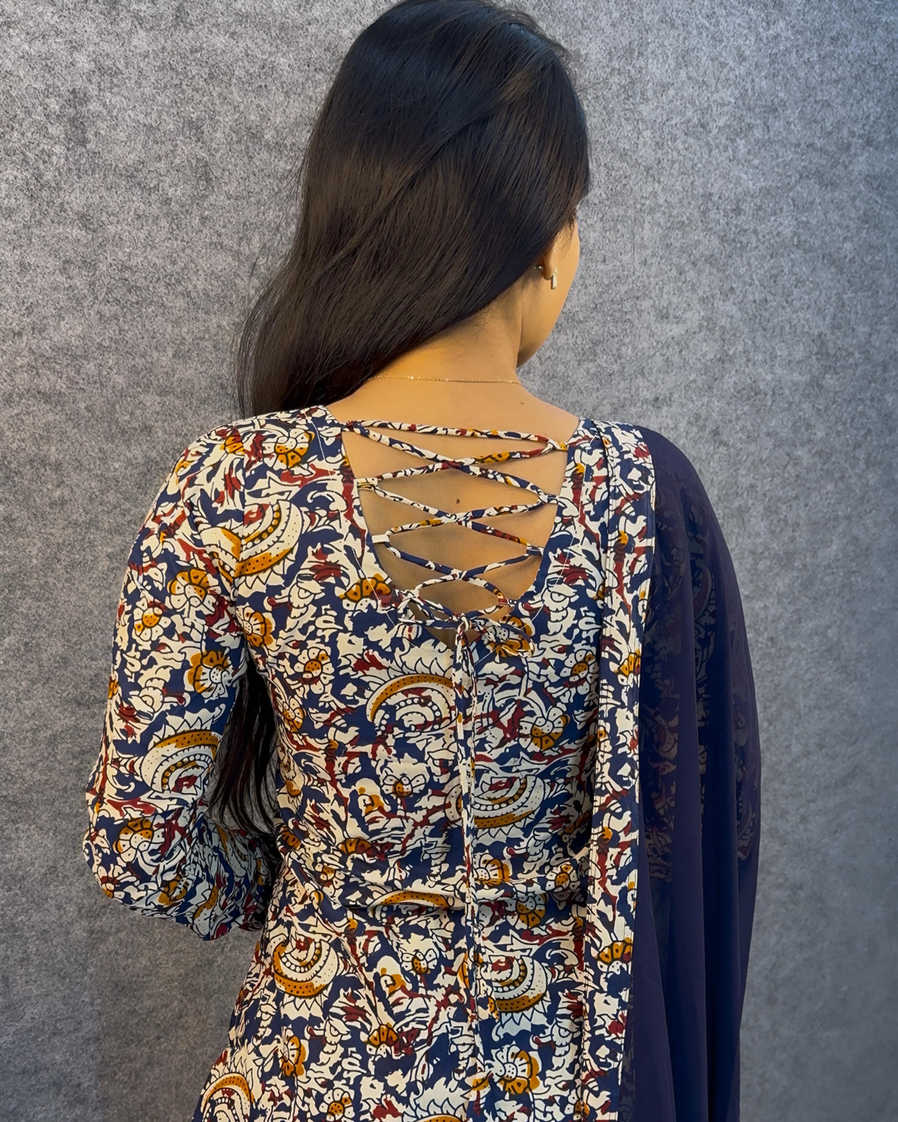 Anya : Kalamkari kurti with Georgette dupatta 💕